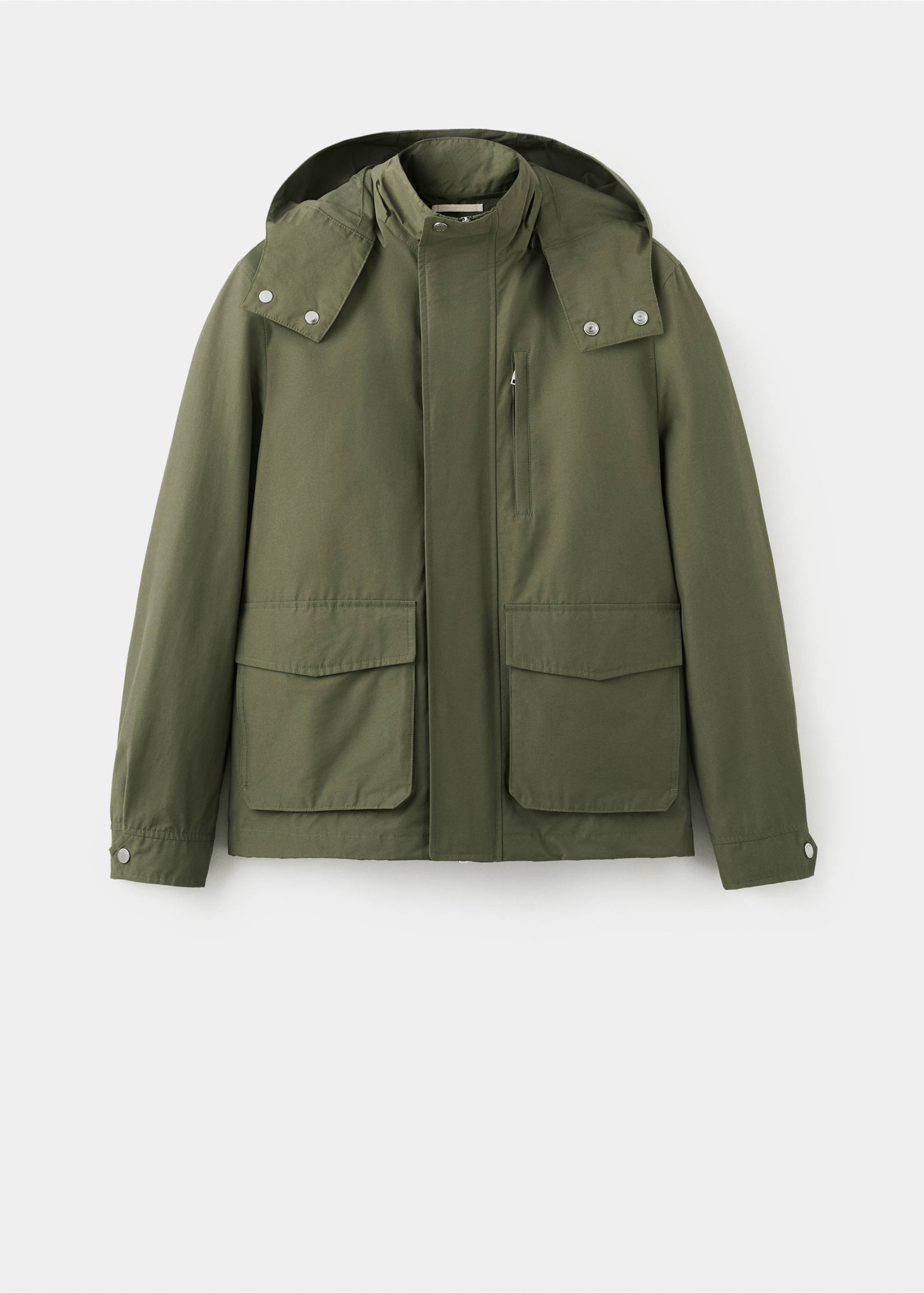 Water-repellent bomber jacket with detachable hood - Article without model, Green. Ref: 27015936-00.
