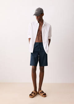 Linen cotton bermuda shorts — Navy 2