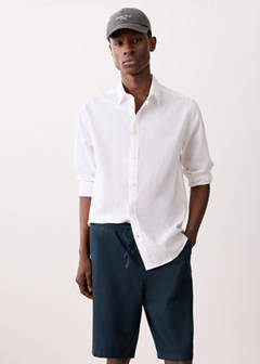 Linen cotton bermuda shorts — Navy 1