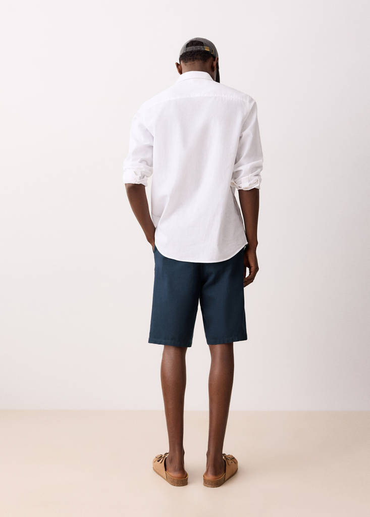 Linen cotton bermuda shorts — Navy