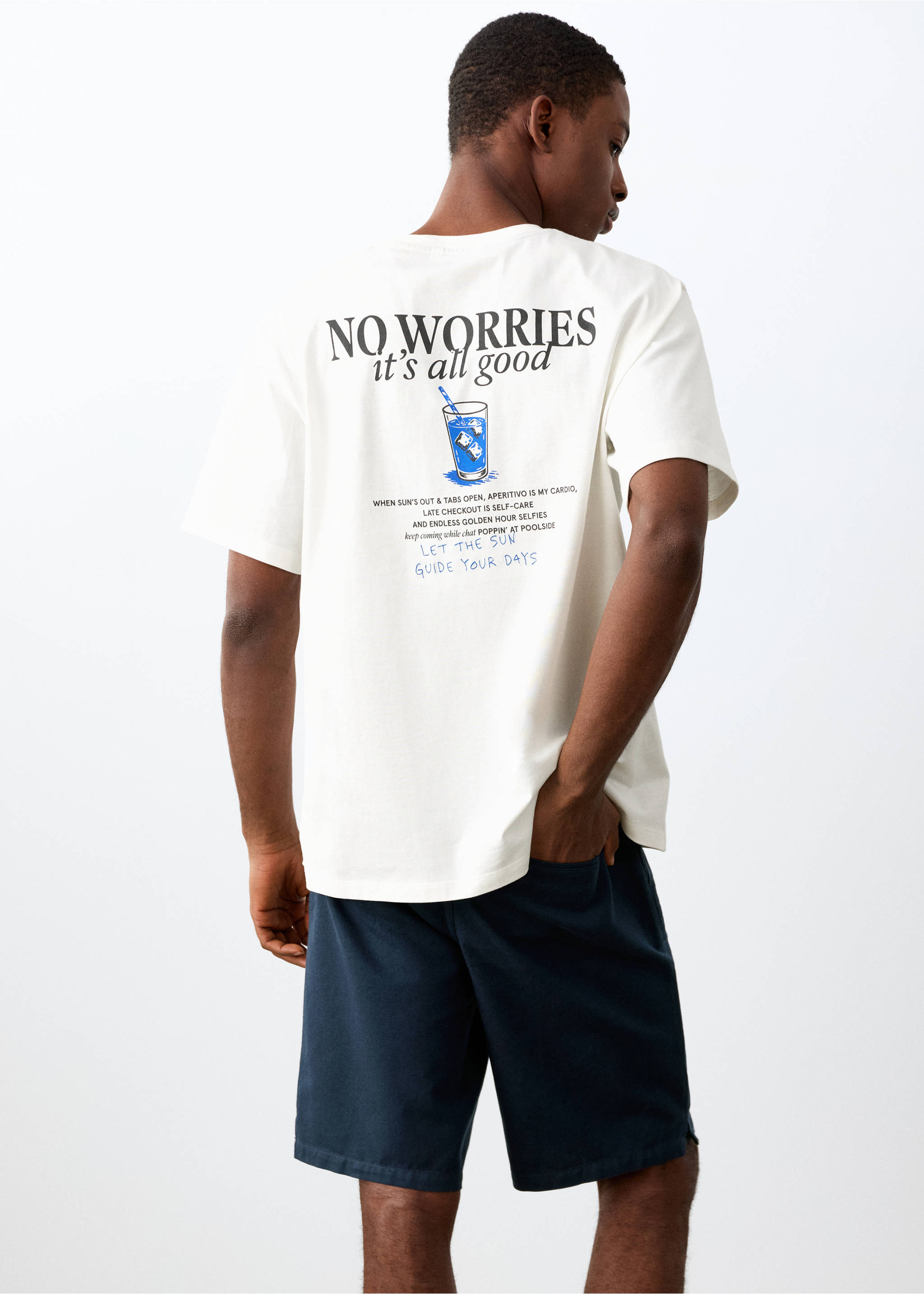 Bermudas algodón lino - Reverso del artículo, Azul marino. Ref: 27015937-00.