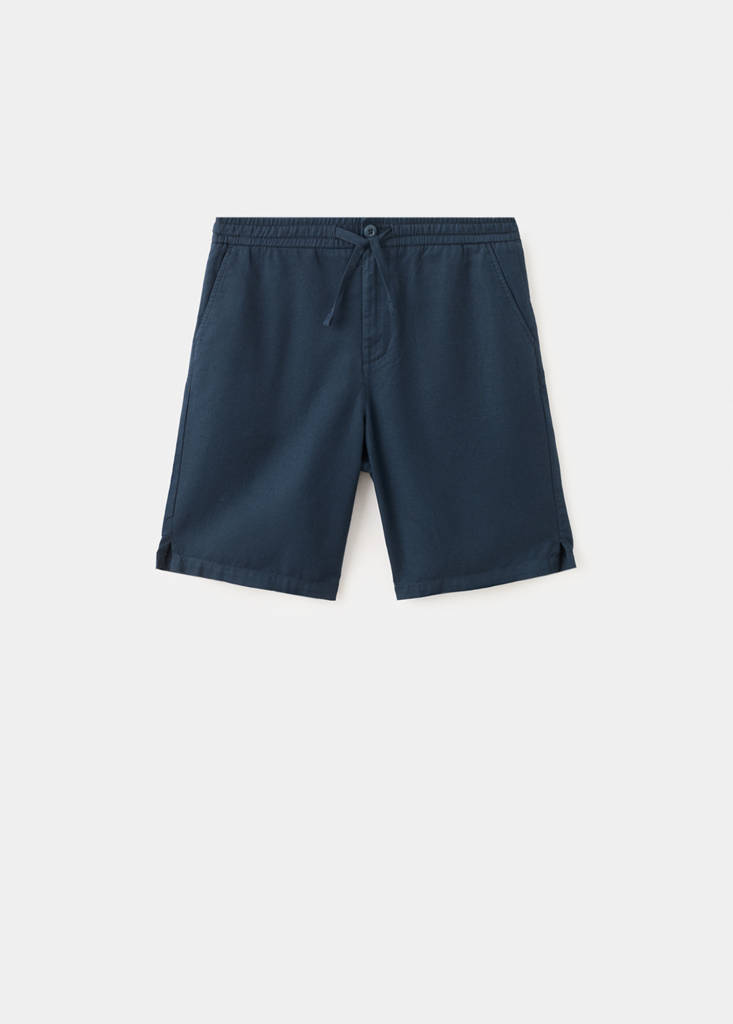Linen cotton bermuda shorts — Navy