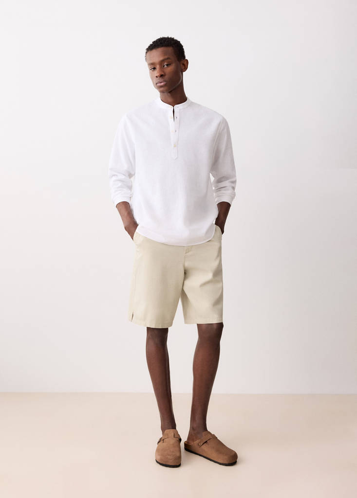 Linen cotton bermuda shorts — Sand