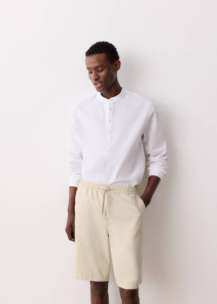 Linen cotton bermuda shorts — Sand