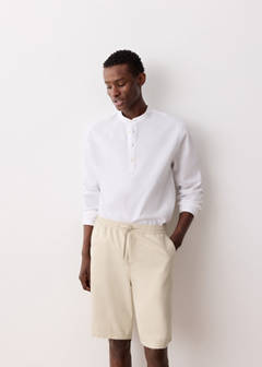Linen cotton bermuda shorts — Sand 1
