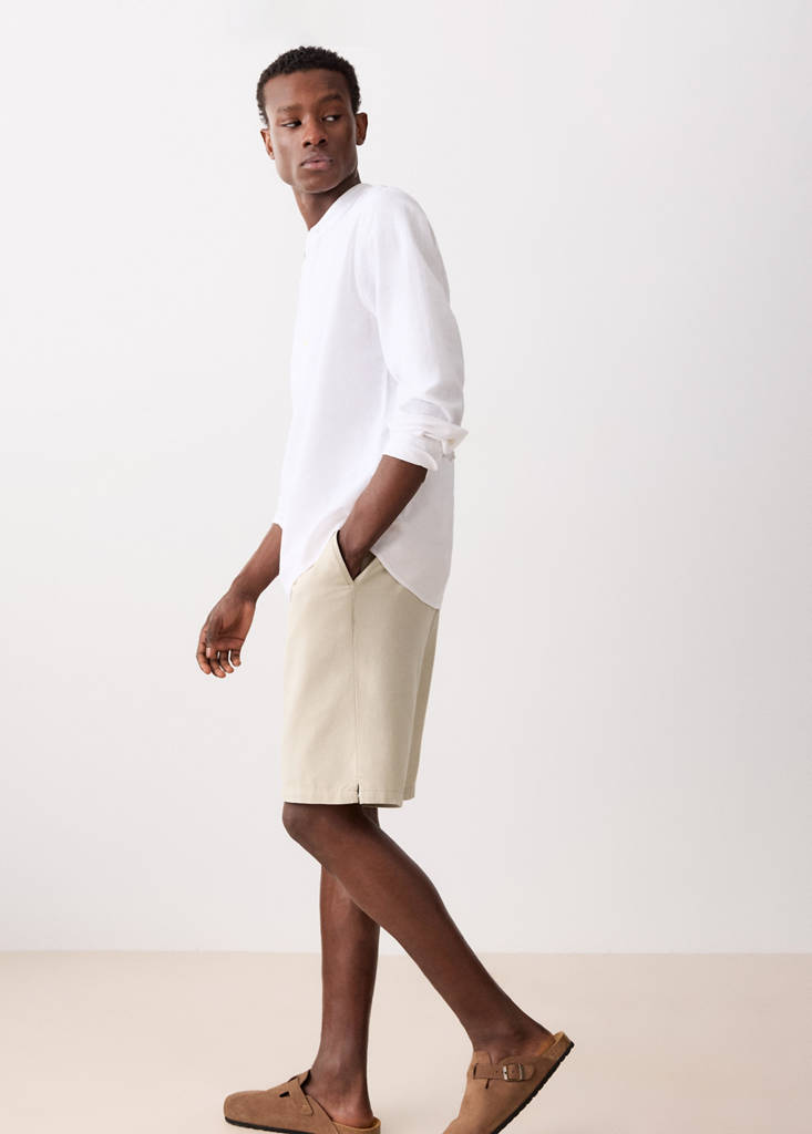 Linen cotton bermuda shorts — Sand