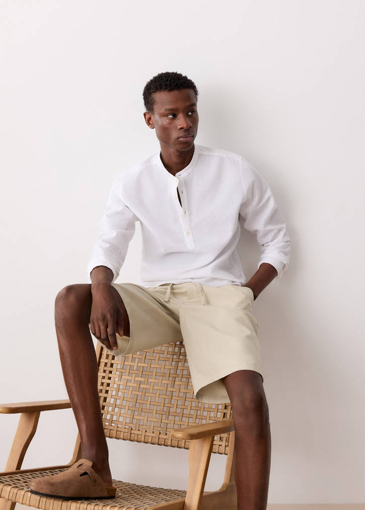 Linen cotton bermuda shorts — Sand