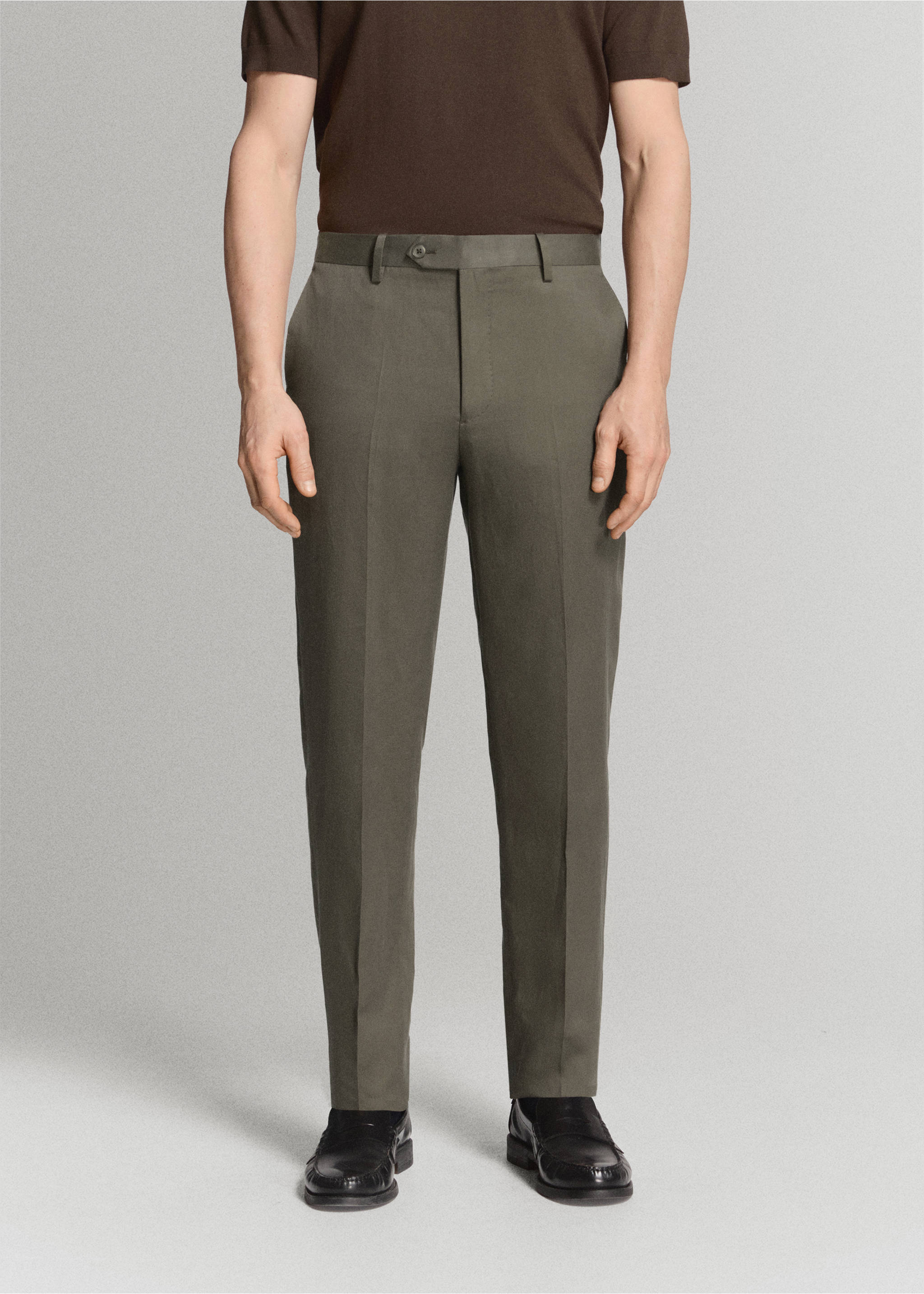 Amalfi slim fit suit trousers - Medium plane, Khaki. Ref: 27015939-01.