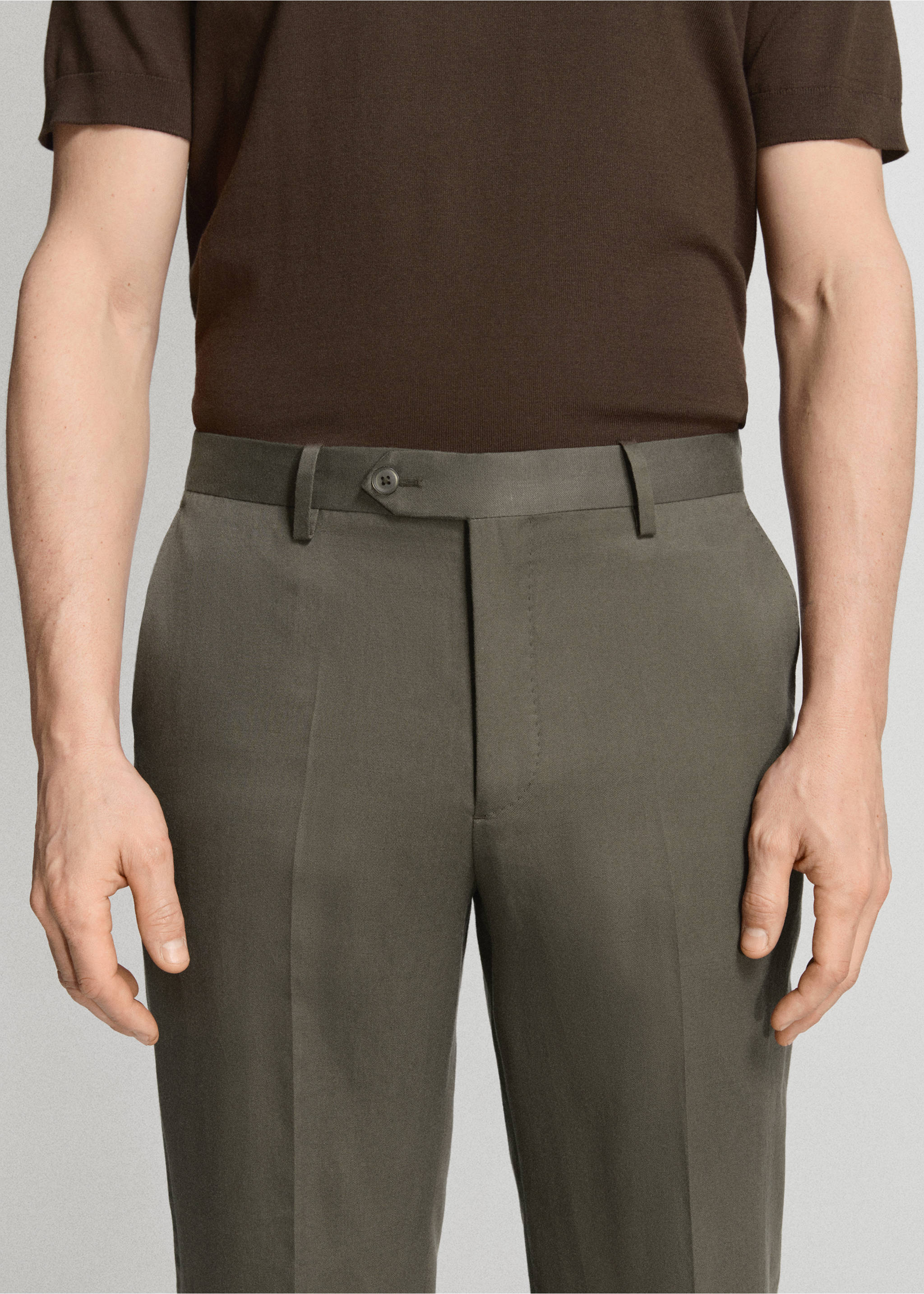Amalfi slim fit suit trousers - Details of the article 1, Khaki. Ref: 27015939-01.