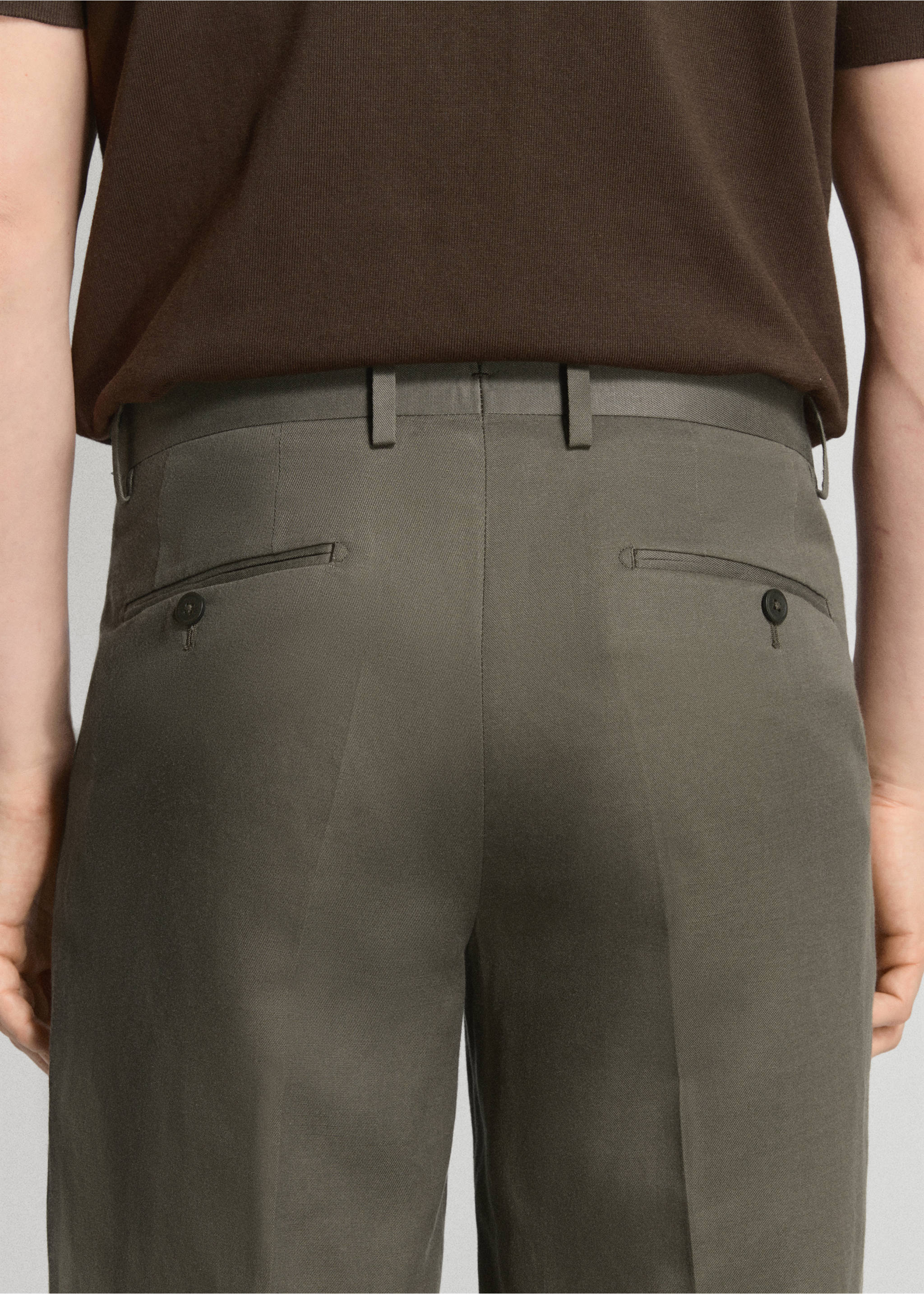 Amalfi slim fit suit trousers - Details of the article 3, Khaki. Ref: 27015939-01.
