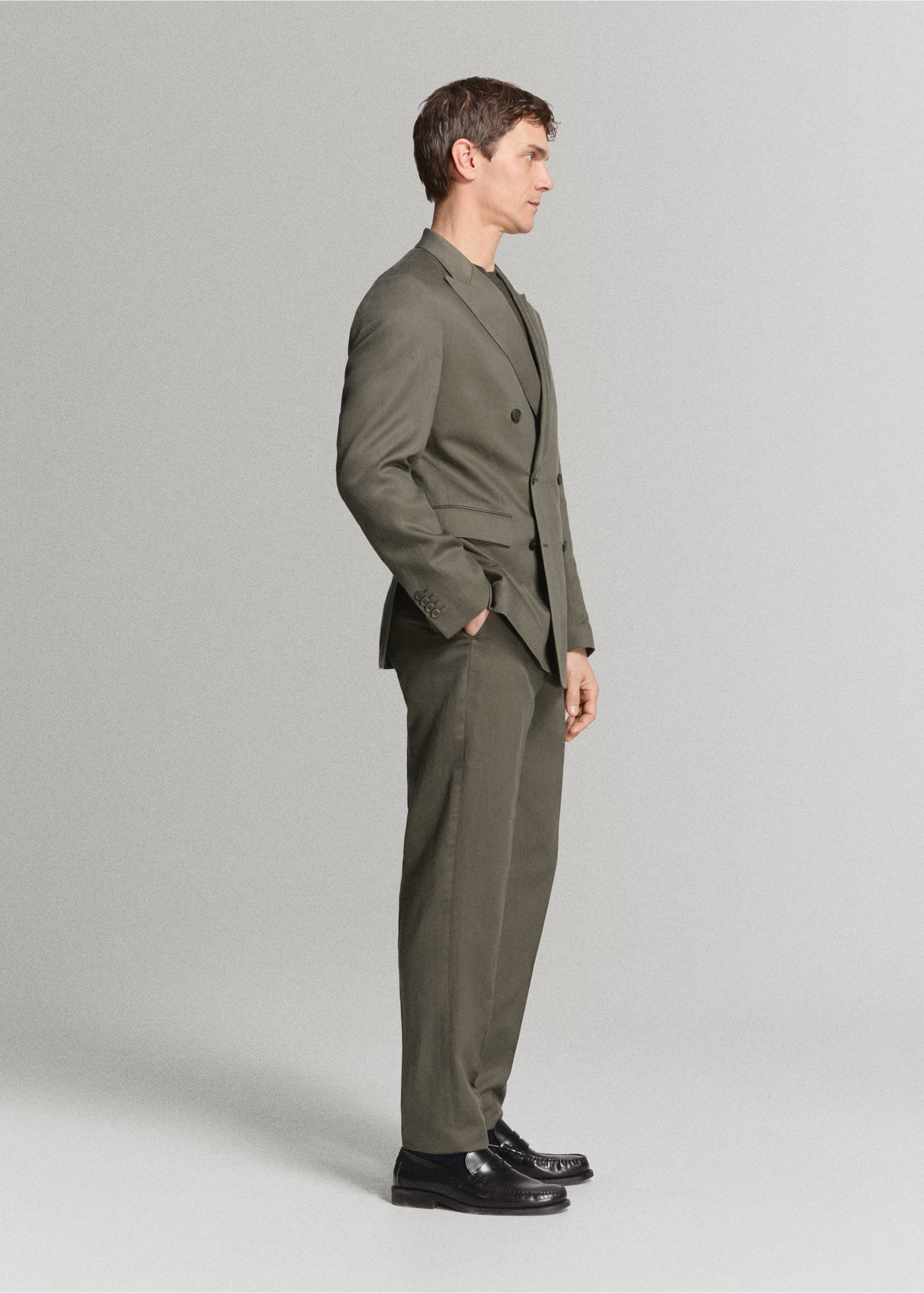Amalfi slim fit suit trousers - Details of the article 2, Khaki. Ref: 27015939-01.