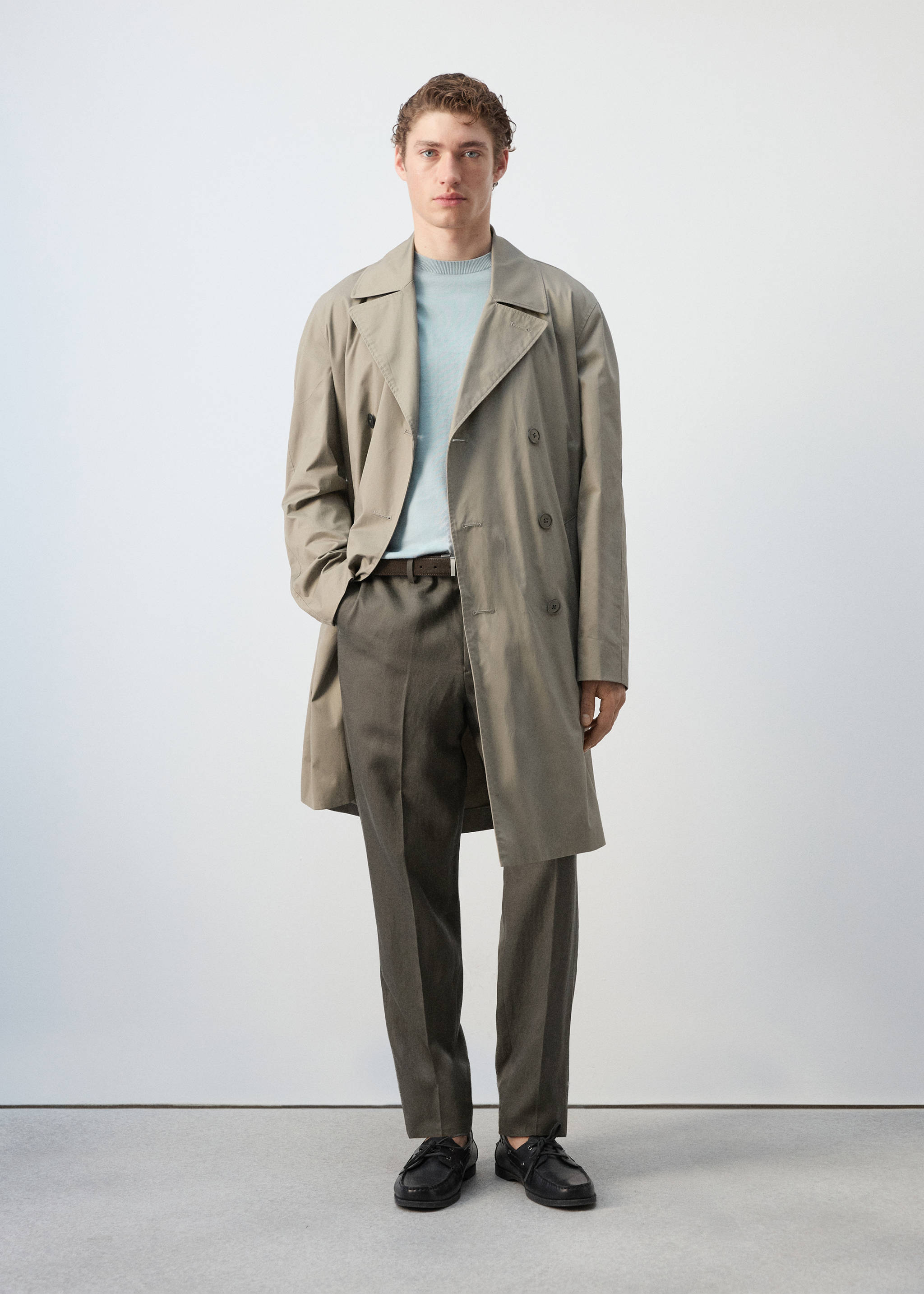 Pantalon de costume Amalfi slim fit - Plan général, Kaki. Ref: 27015939-08.