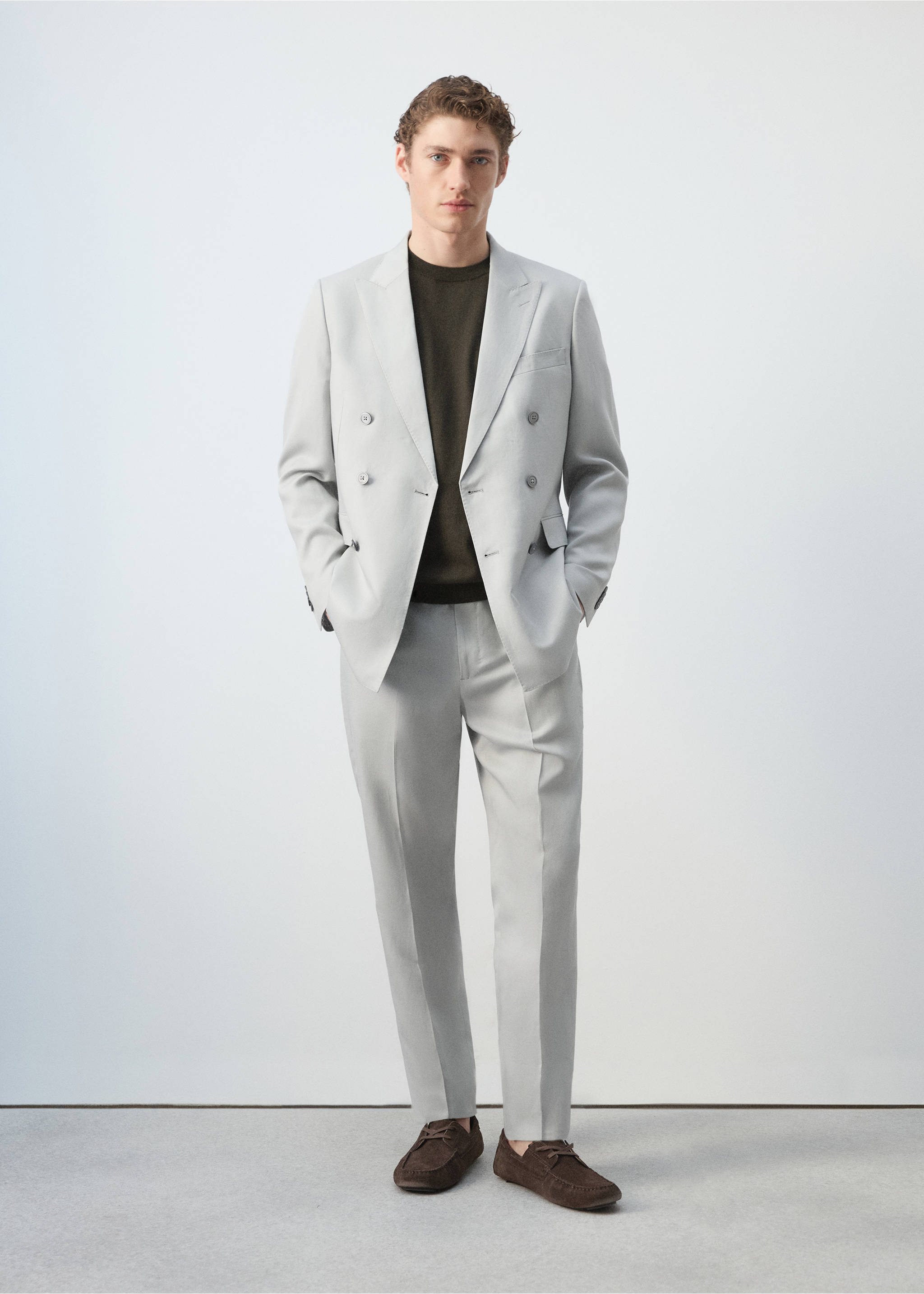 Pantalón traje Amalfi slim fit - Plano general, Azul celeste. Ref: 27015940-03.