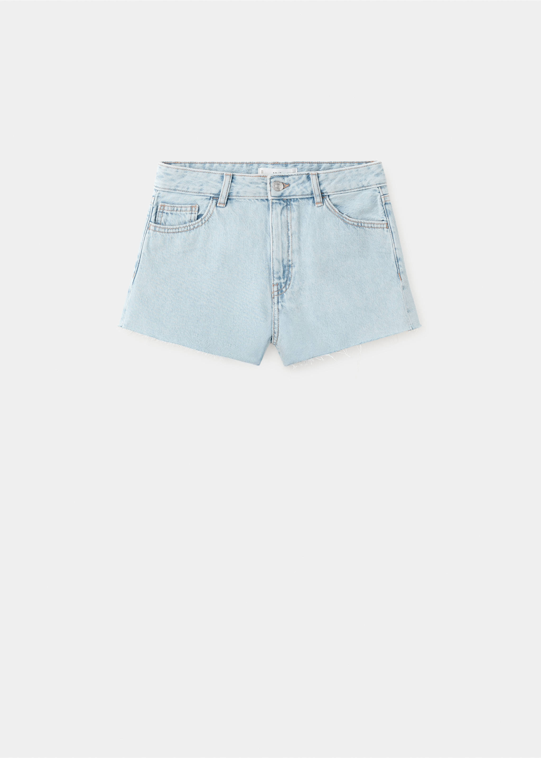 High-waist frayed hem shorts - Article without model, Light Blue. Ref: 27015941-00.