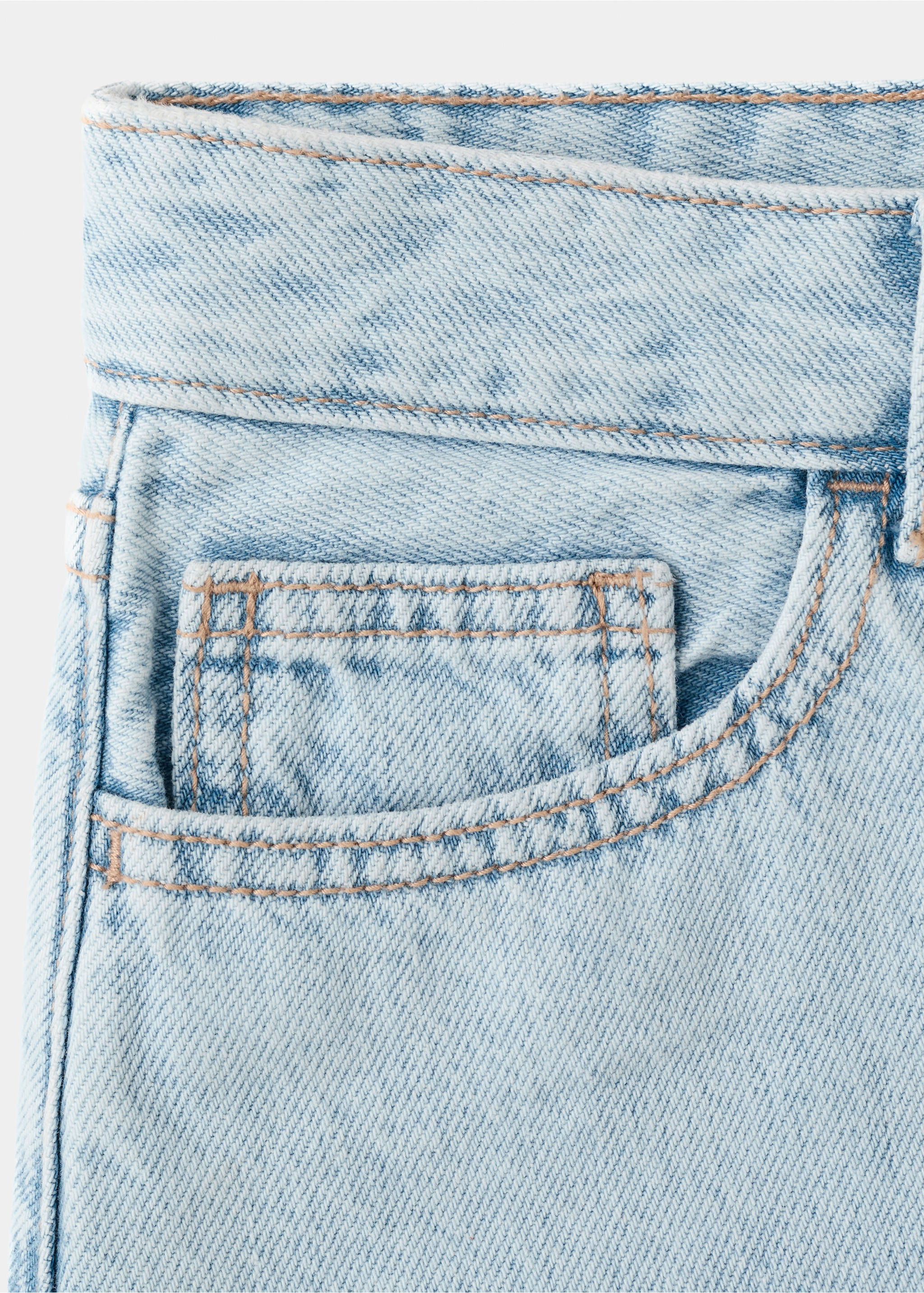 High-waist frayed hem shorts - Details of the article 0, Light Blue. Ref: 27015941-00.