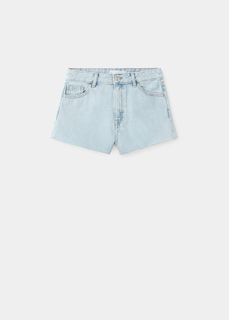 High-waist frayed hem shorts — Light Blue