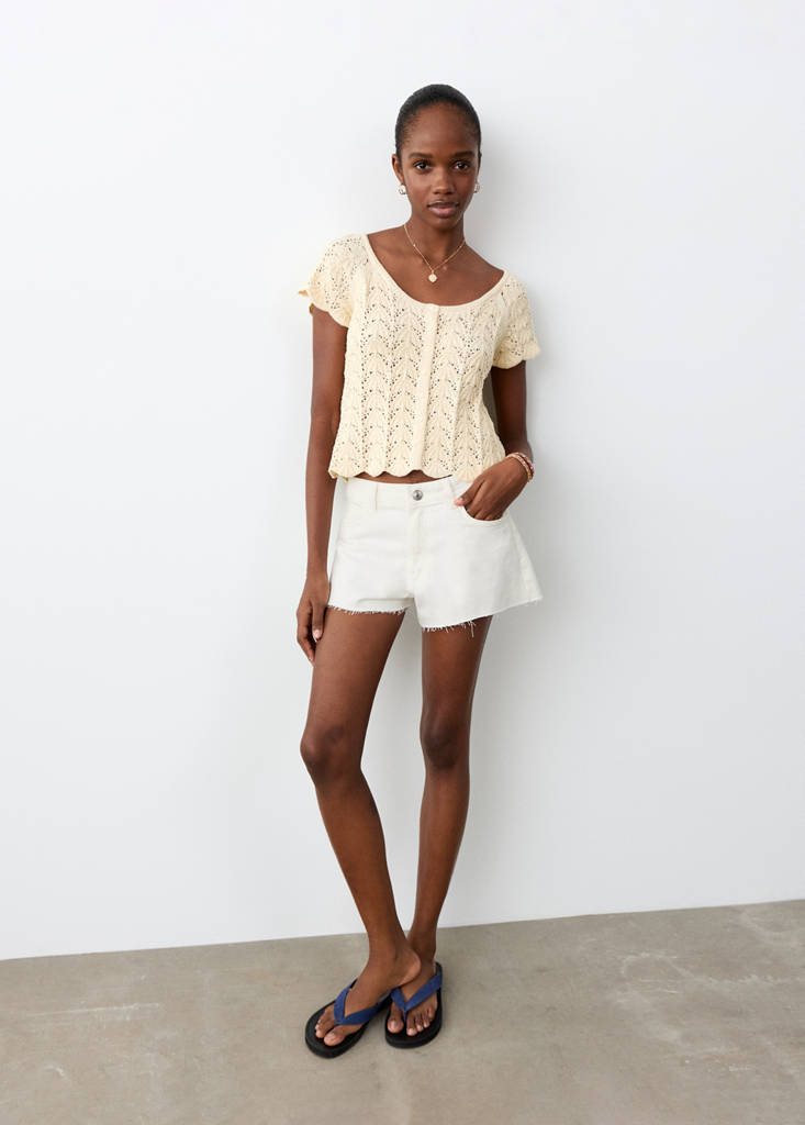 High-waist frayed hem shorts — Off White