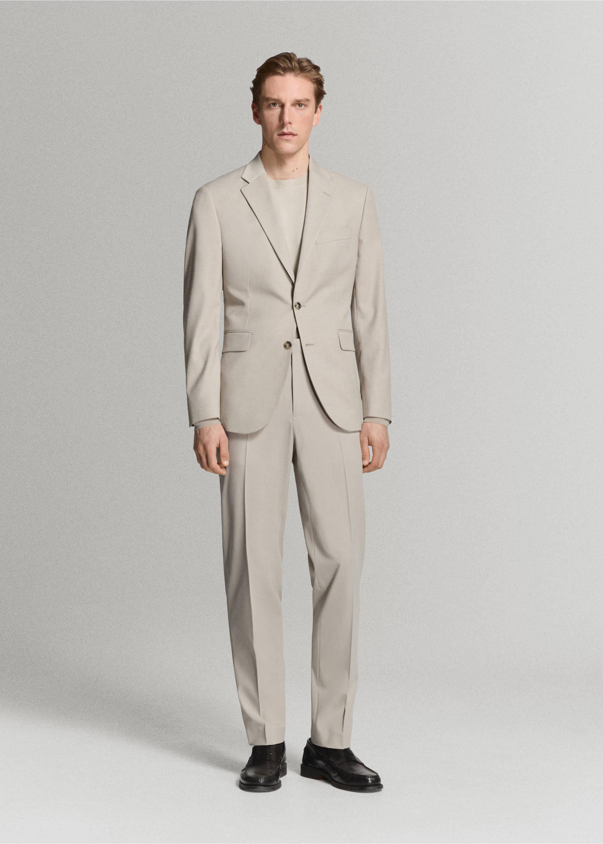 Milan slim fit kumaş pantolon - Genel plan, Bej. Ref: 27015943-00.