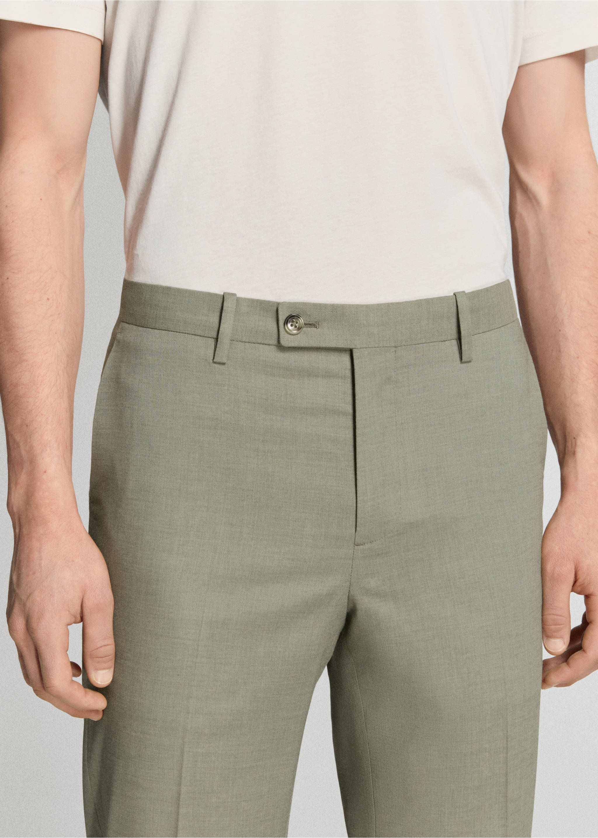 Milan slim-fit suit pants - Details of the article 1, Green. Ref: 27015944-00.