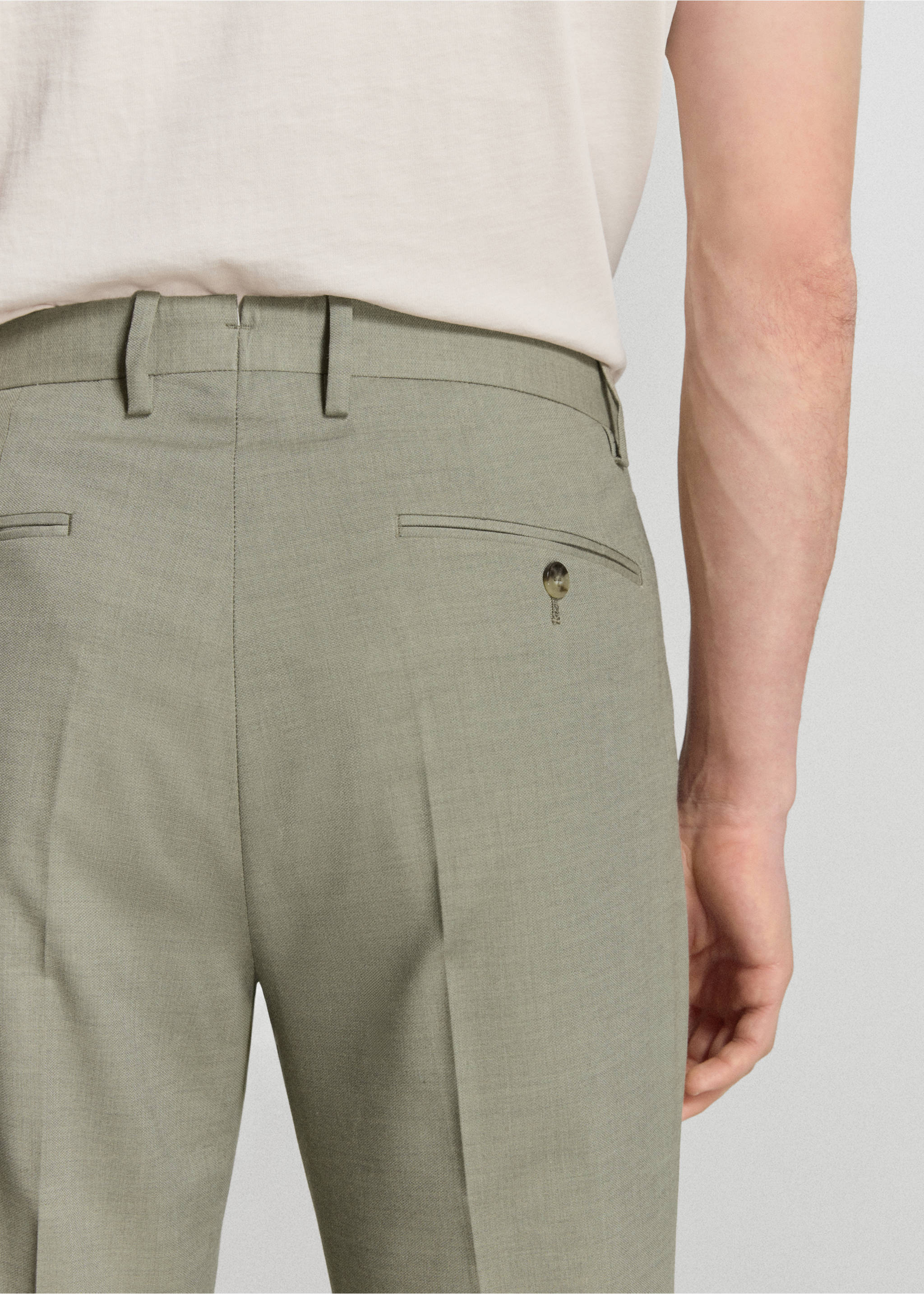 Milan slim-fit suit pants - Details of the article 6, Green. Ref: 27015944-00.