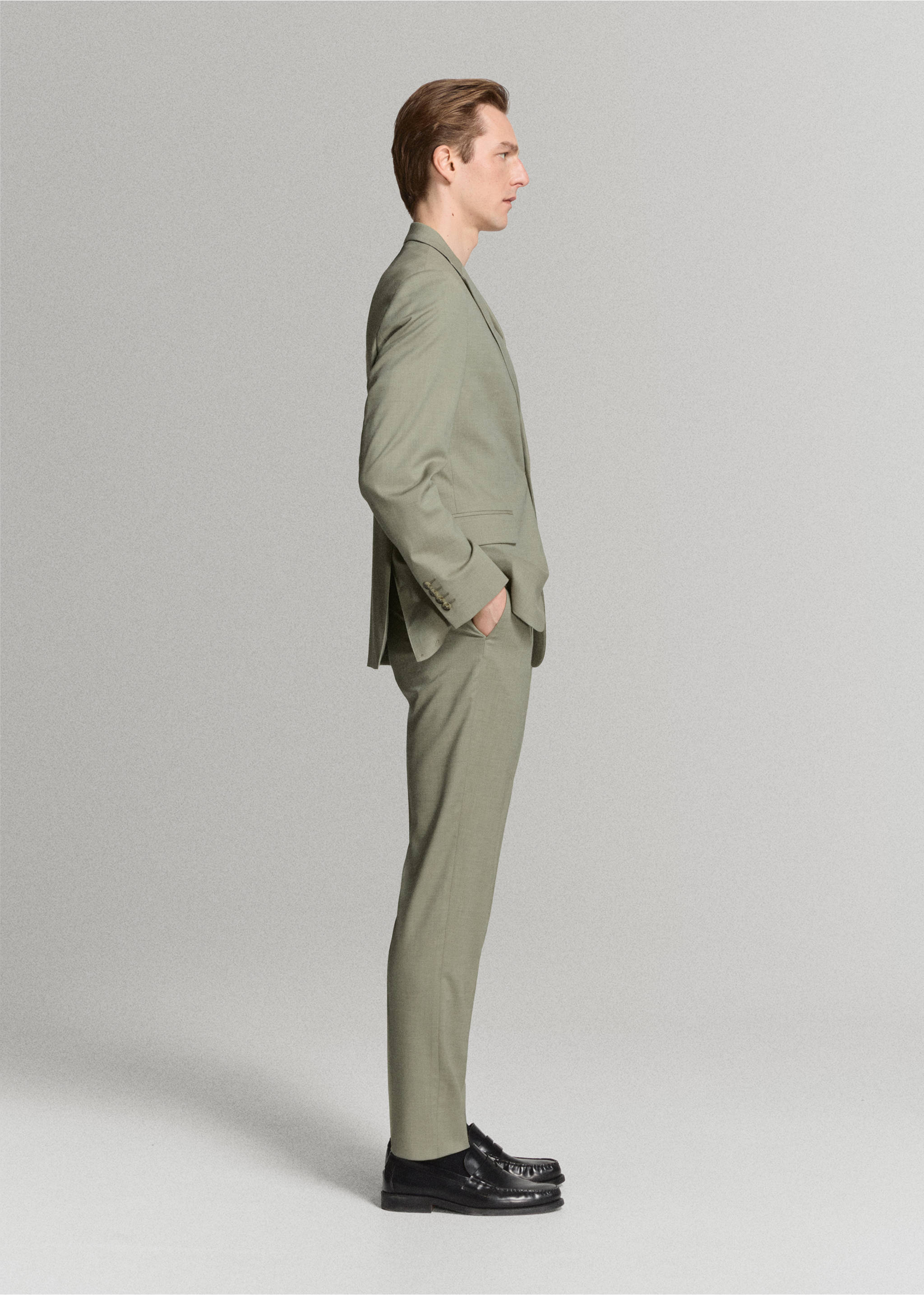Milan slim-fit suit pants - Details of the article 2, Green. Ref: 27015944-00.