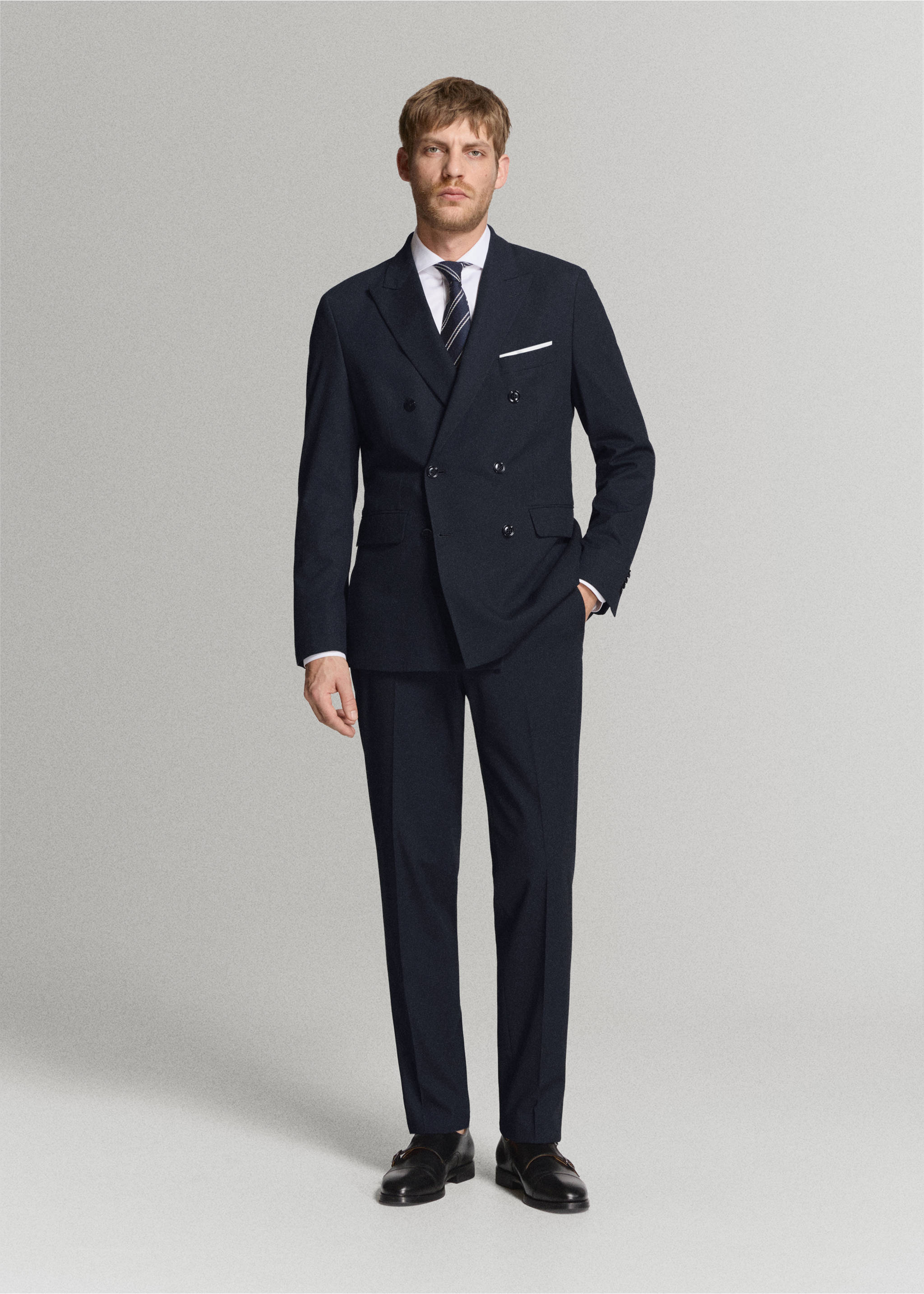 Костюмные брюки Monaco slim fit - Общий план, Глубокий темно-синий. Ref: 27015946-02.