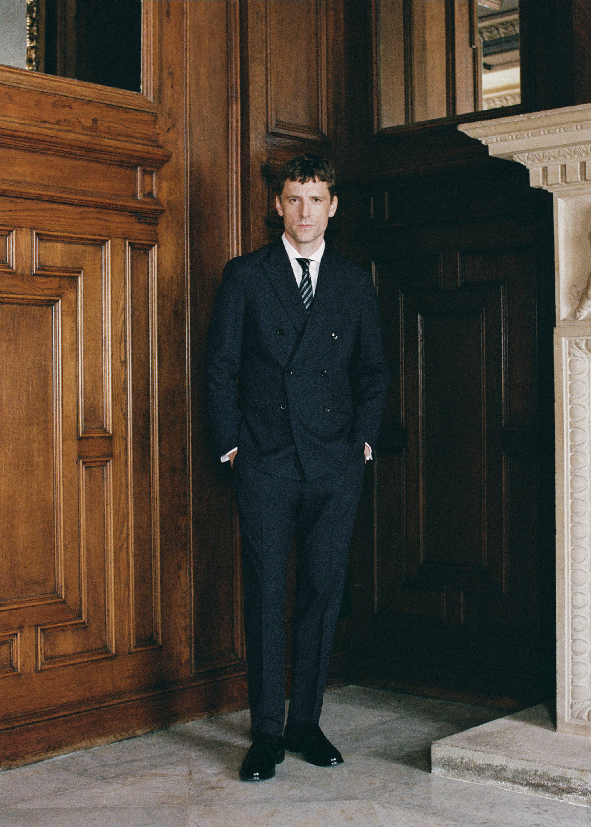 Monaco slim-fit suit trousers - Details of the article 5, Navy. Ref: 27015946-00.