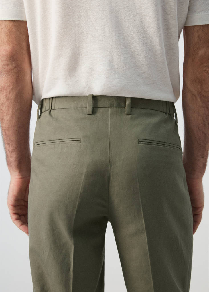 Slim fit linen lyocell blend trousers — Green