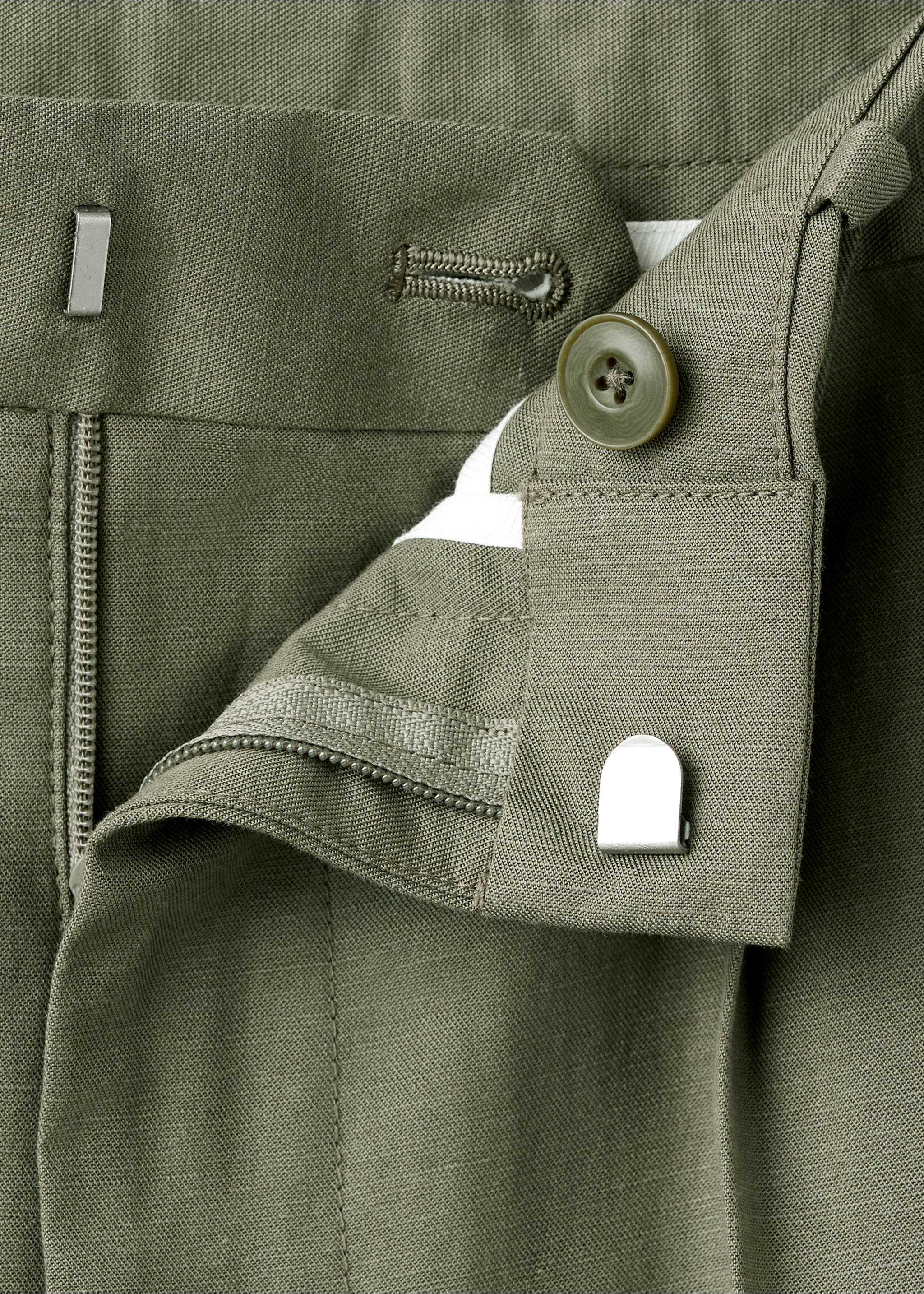 Pantalón slim fit mezcla lino lyocell - Detalle del artículo 8, Verde. Ref: 27015948-00.