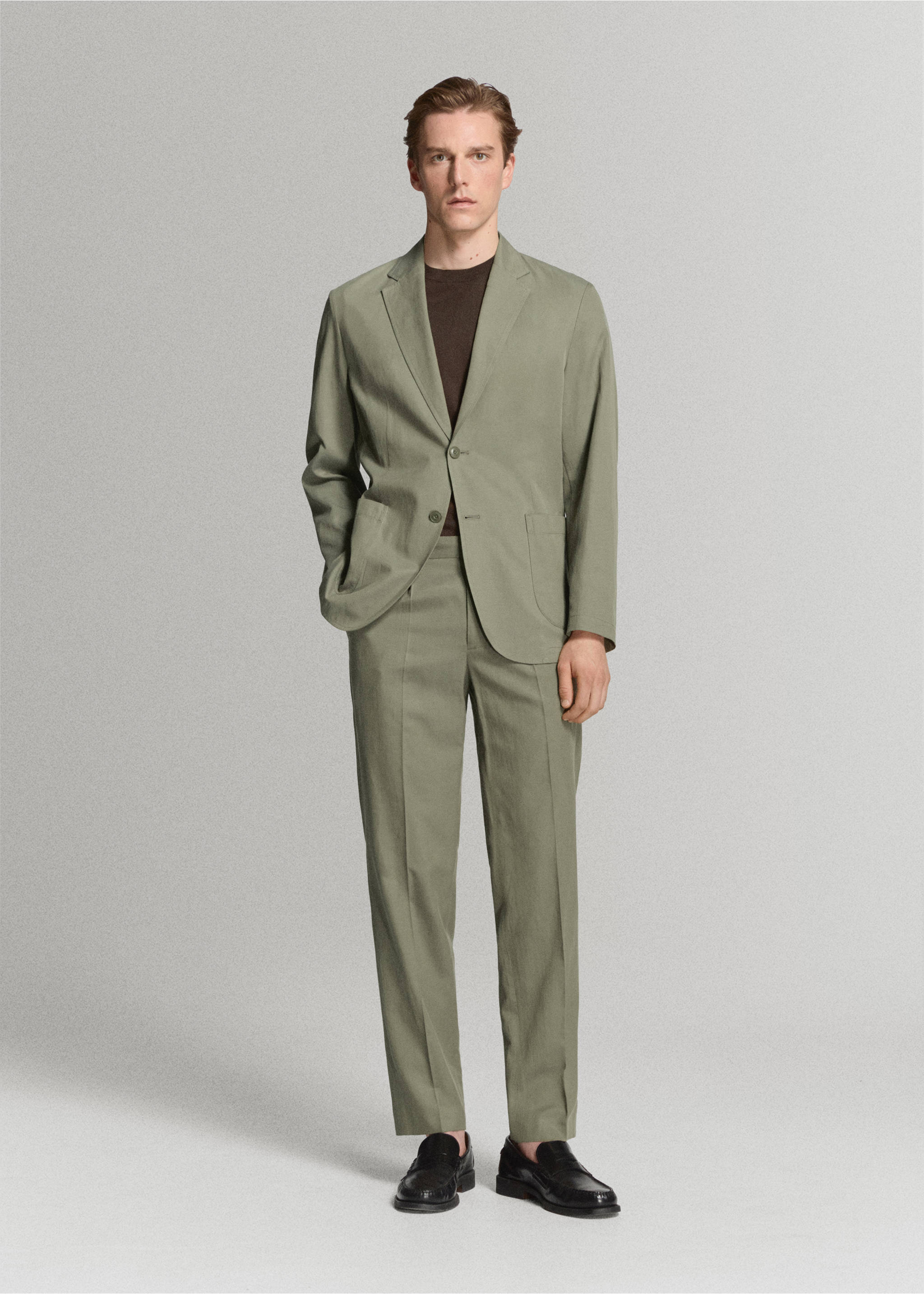 Slim-fit linen-lyocell-blend pants - General plane, Green. Ref: 27015948-01.