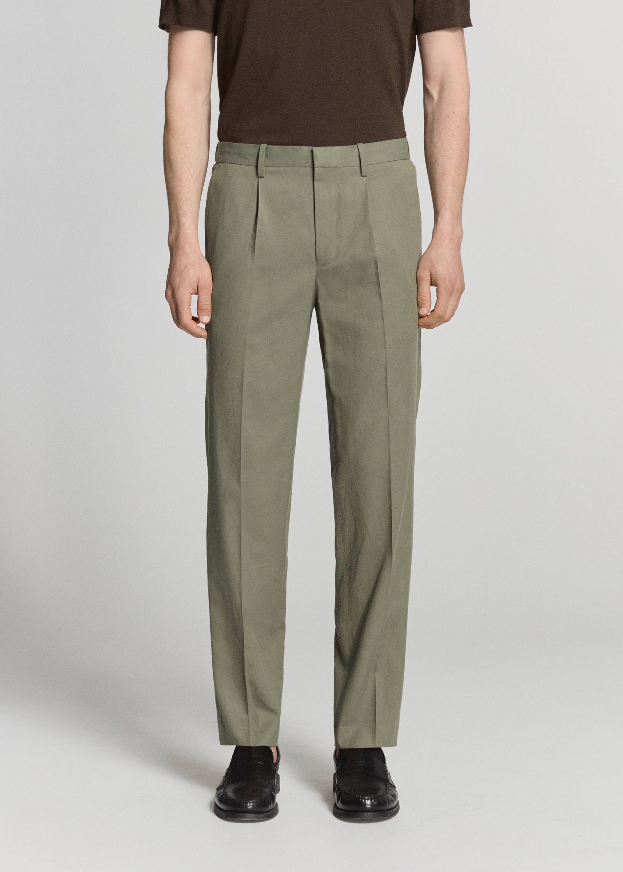 Slim-fit linen-lyocell-blend pants - Medium plane