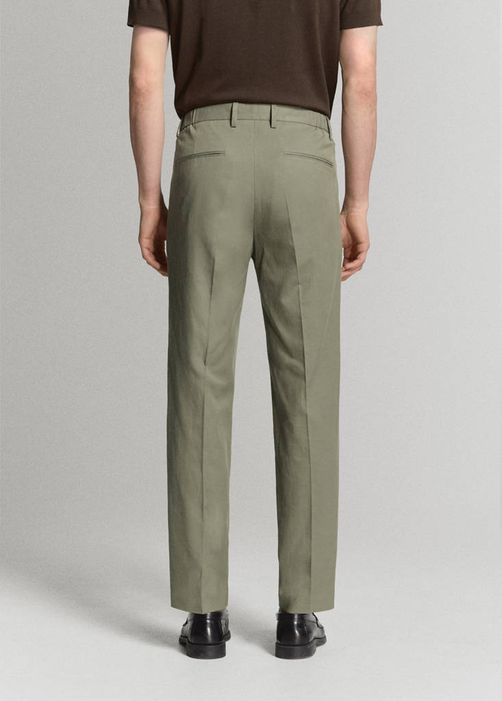 Slim fit linen lyocell blend trousers — Green