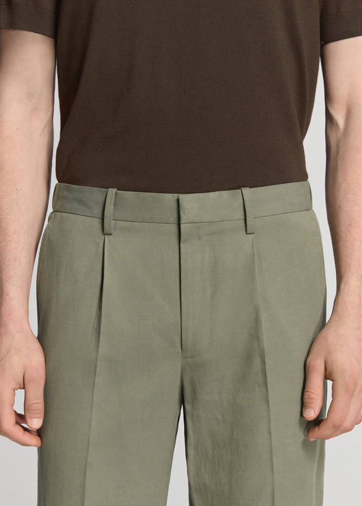 Slim fit linen lyocell blend trousers — Green