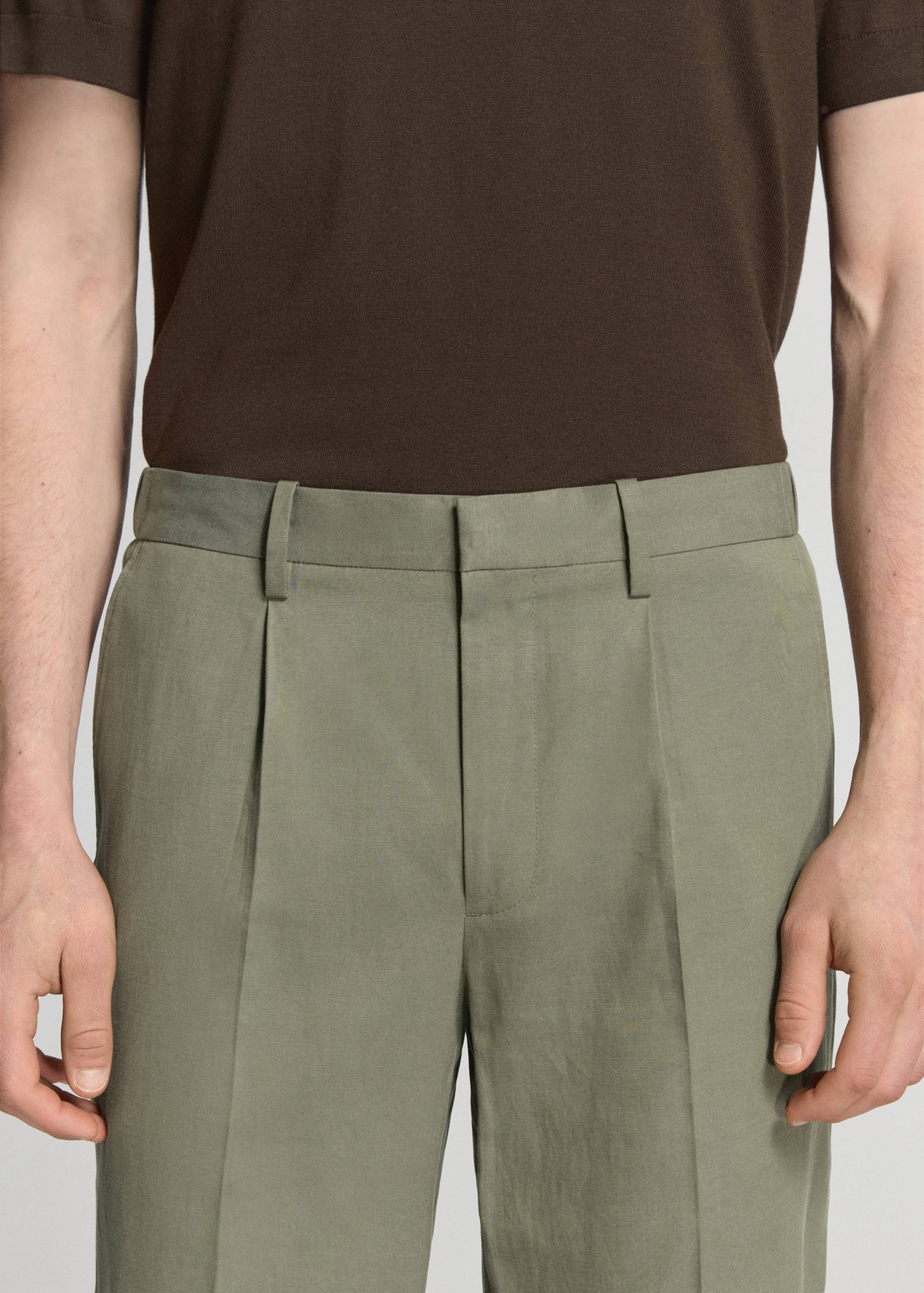 Slim-fit linen-lyocell-blend pants - Details of the article 1