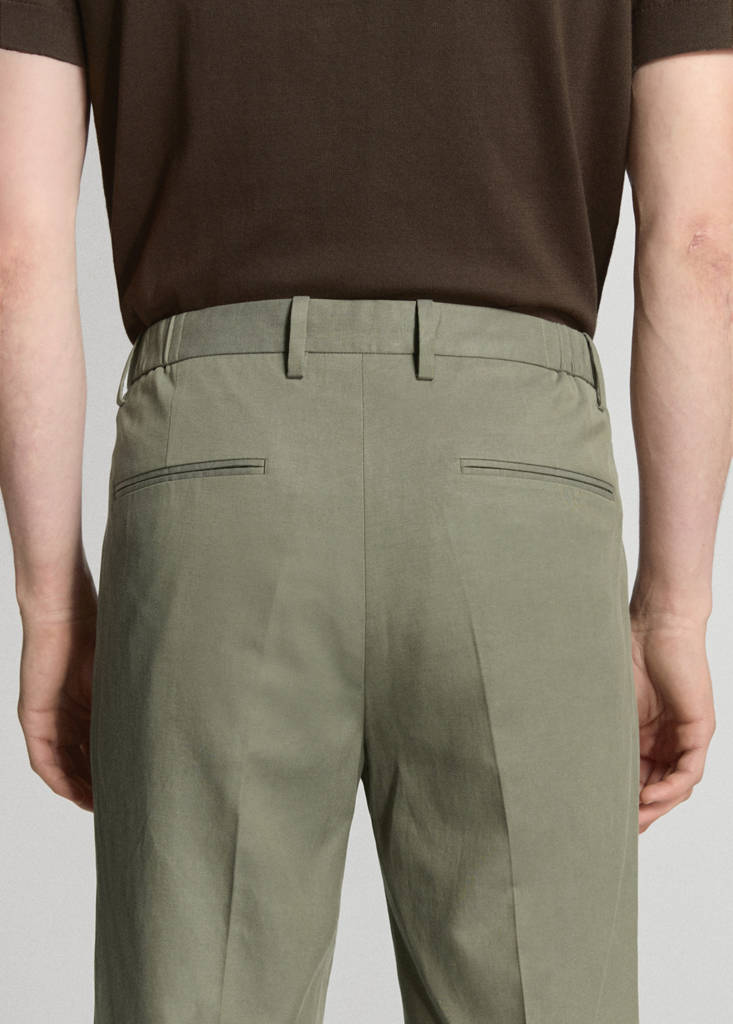 Slim fit linen lyocell blend trousers — Green