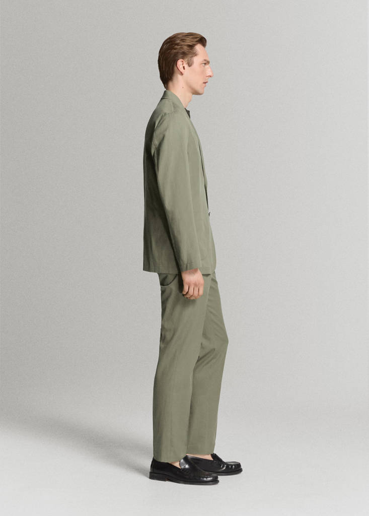 Slim fit linen lyocell blend trousers — Green