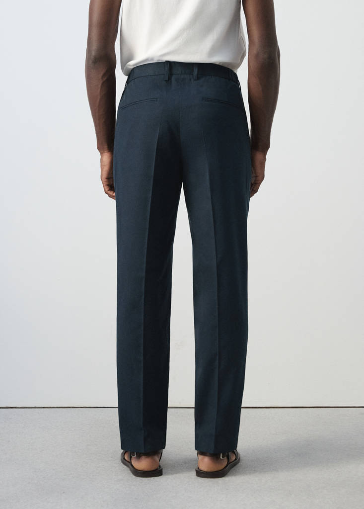 Slim fit linen lyocell blend trousers — Navy