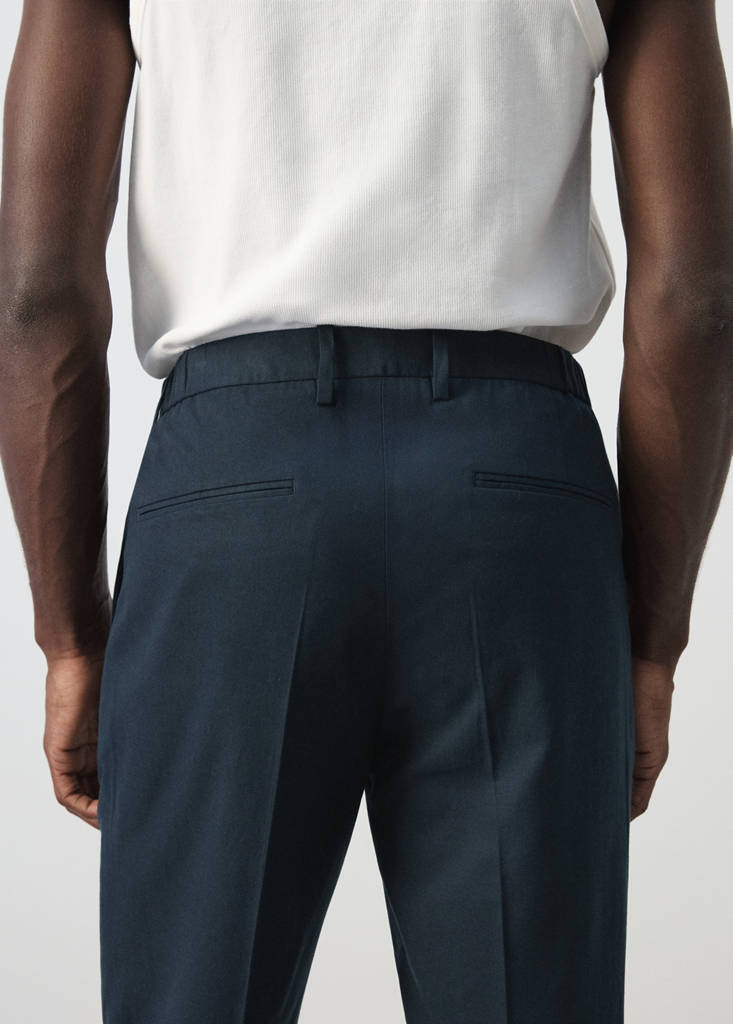 Slim fit linen lyocell blend trousers — Navy