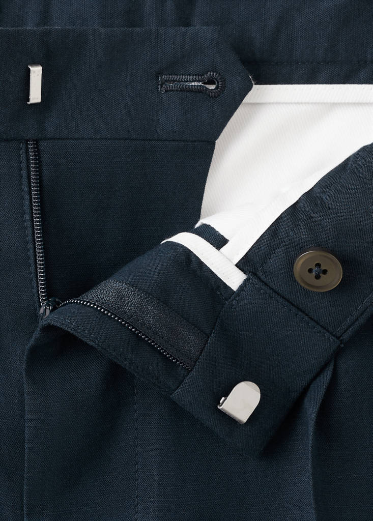Slim fit linen lyocell blend trousers — Navy