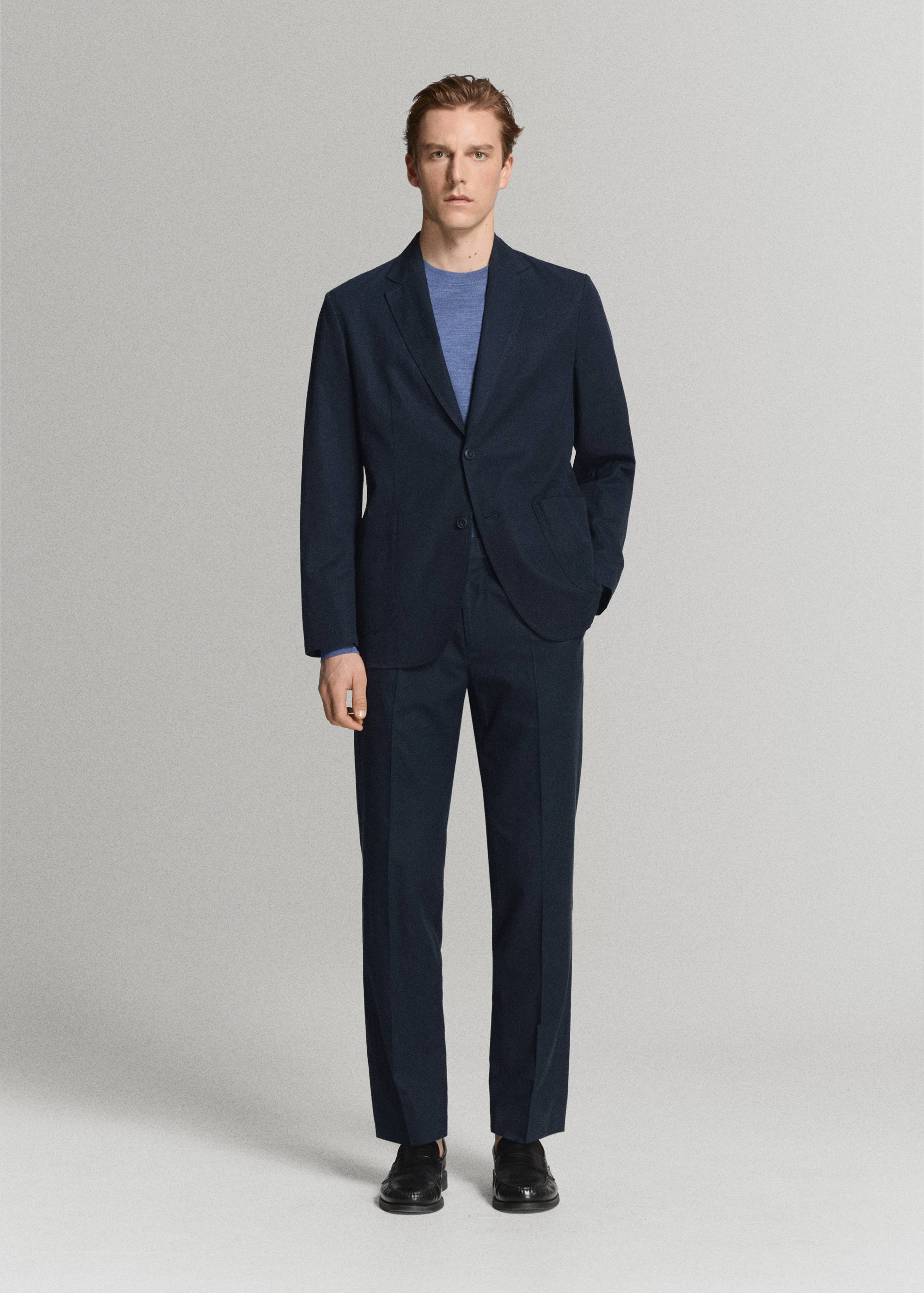 Slim-fit linen-lyocell-blend pants - General plane