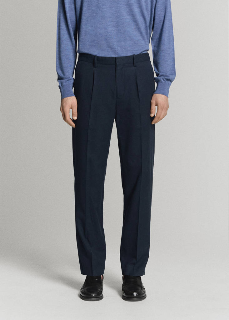 Slim fit linen lyocell blend trousers — Navy