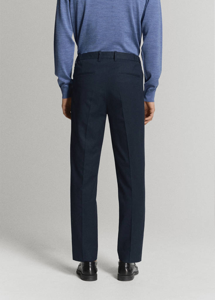 Slim fit linen lyocell blend trousers — Navy