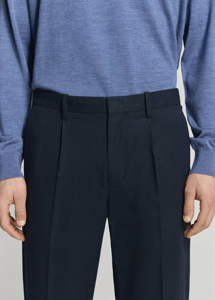Slim fit linen lyocell blend trousers — Navy