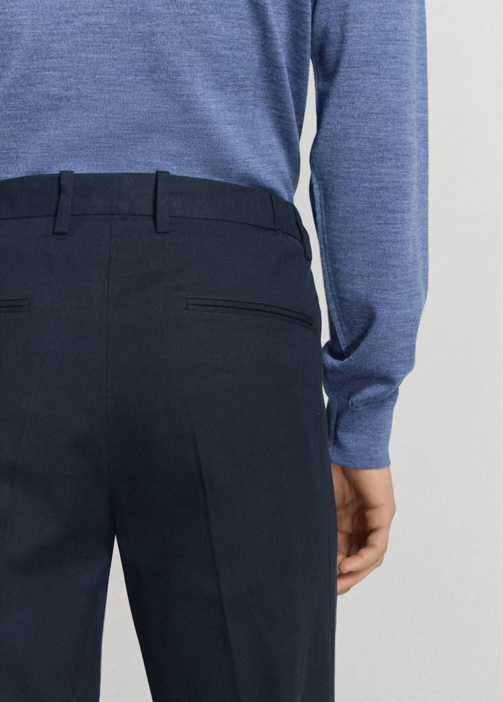 Slim fit linen lyocell blend trousers — Navy