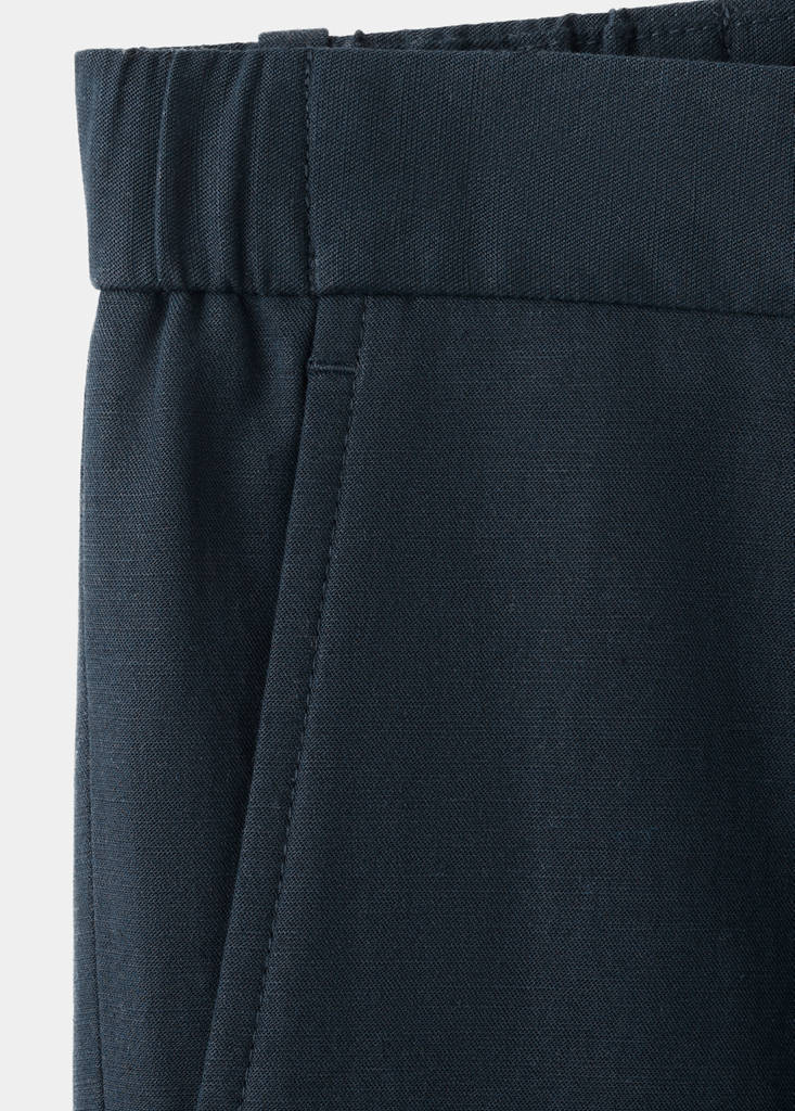 Slim fit linen lyocell blend trousers — Navy