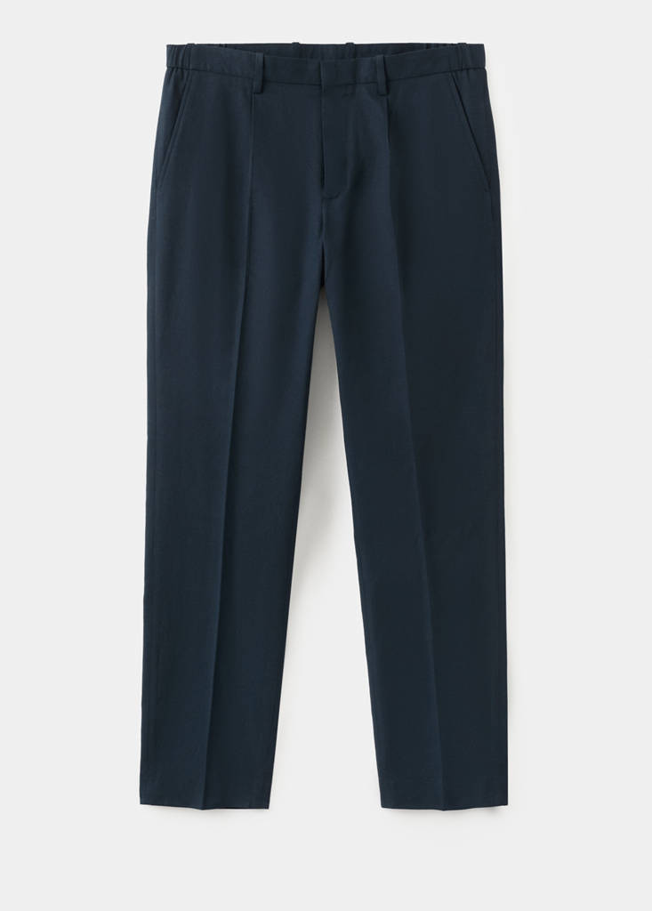 Slim fit linen lyocell blend trousers — Navy