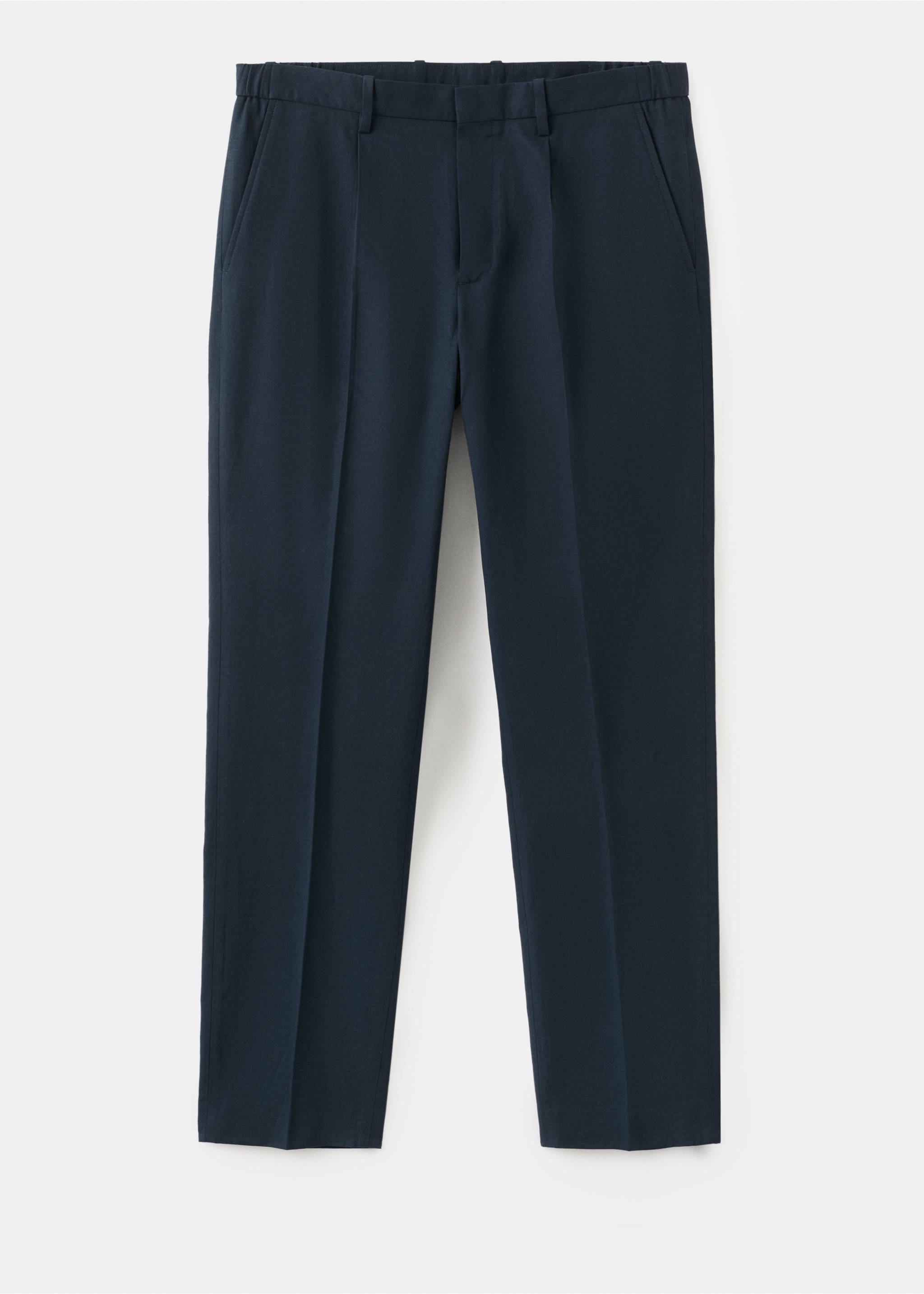 Slim-fit linen-lyocell-blend pants - Article without model, Navy. Ref: 27015948-01.