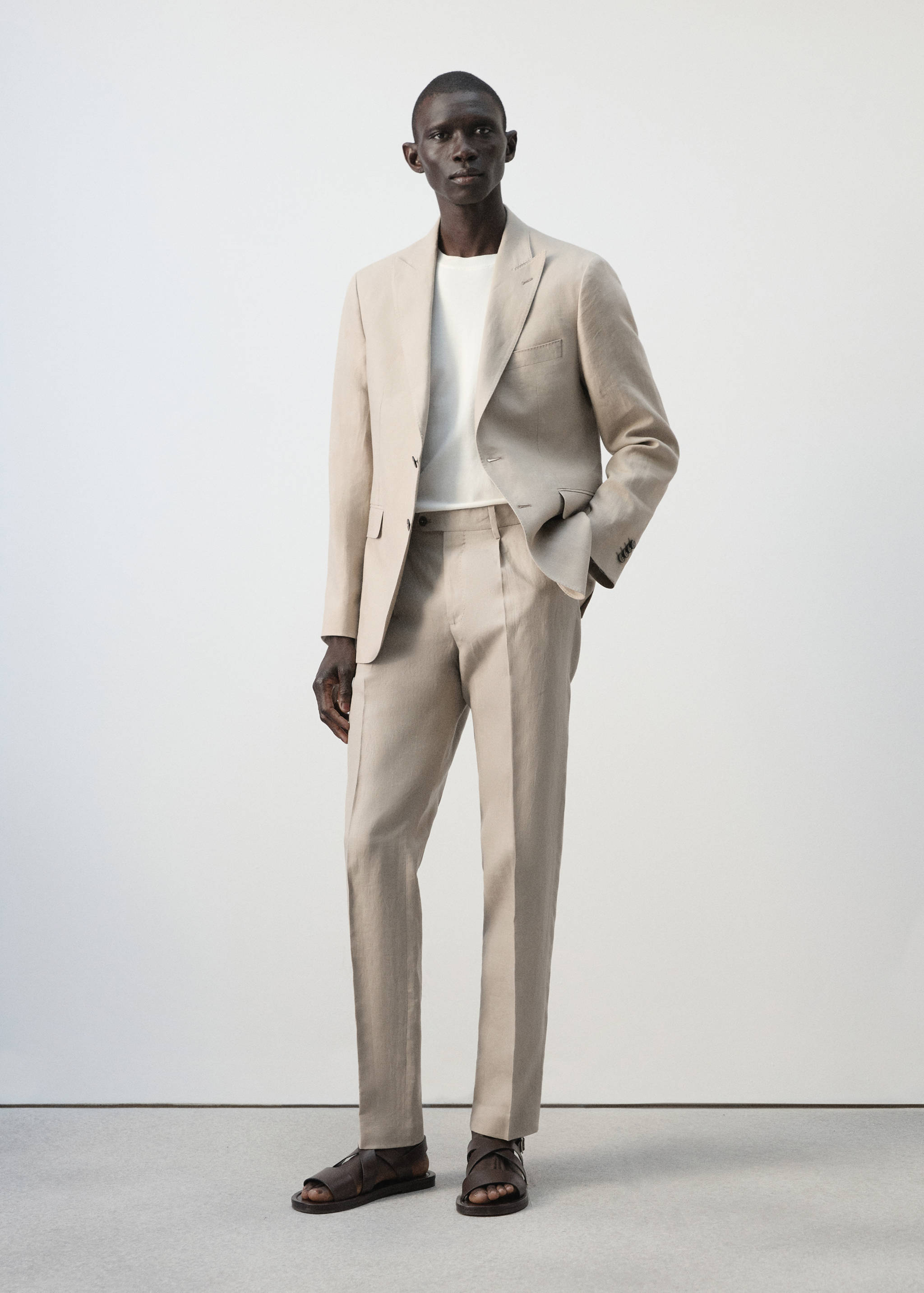 Amalfi 100% linen slim-fit suit trousers - General plane