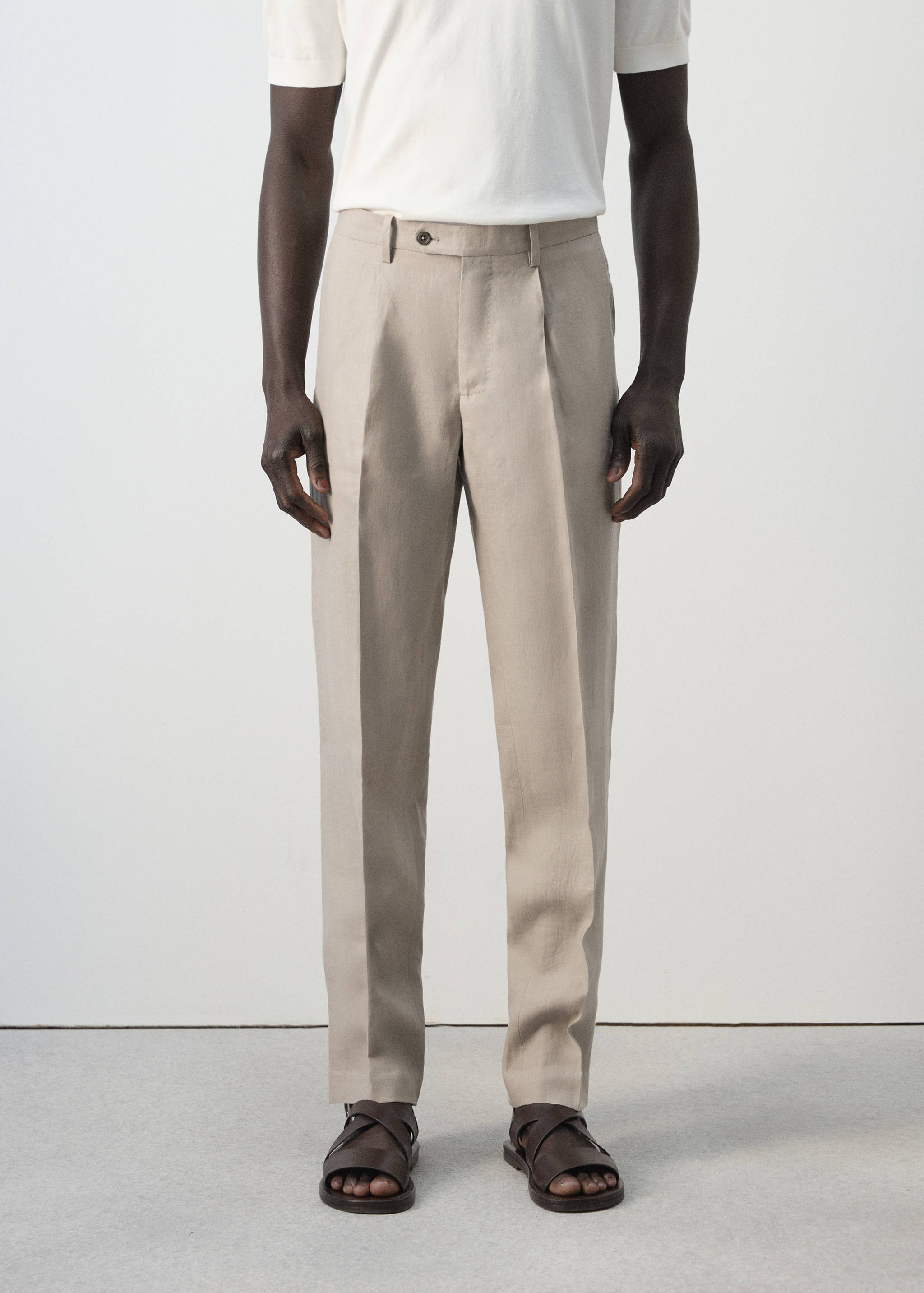 Amalfi 100% linen slim-fit suit trousers - Medium plane