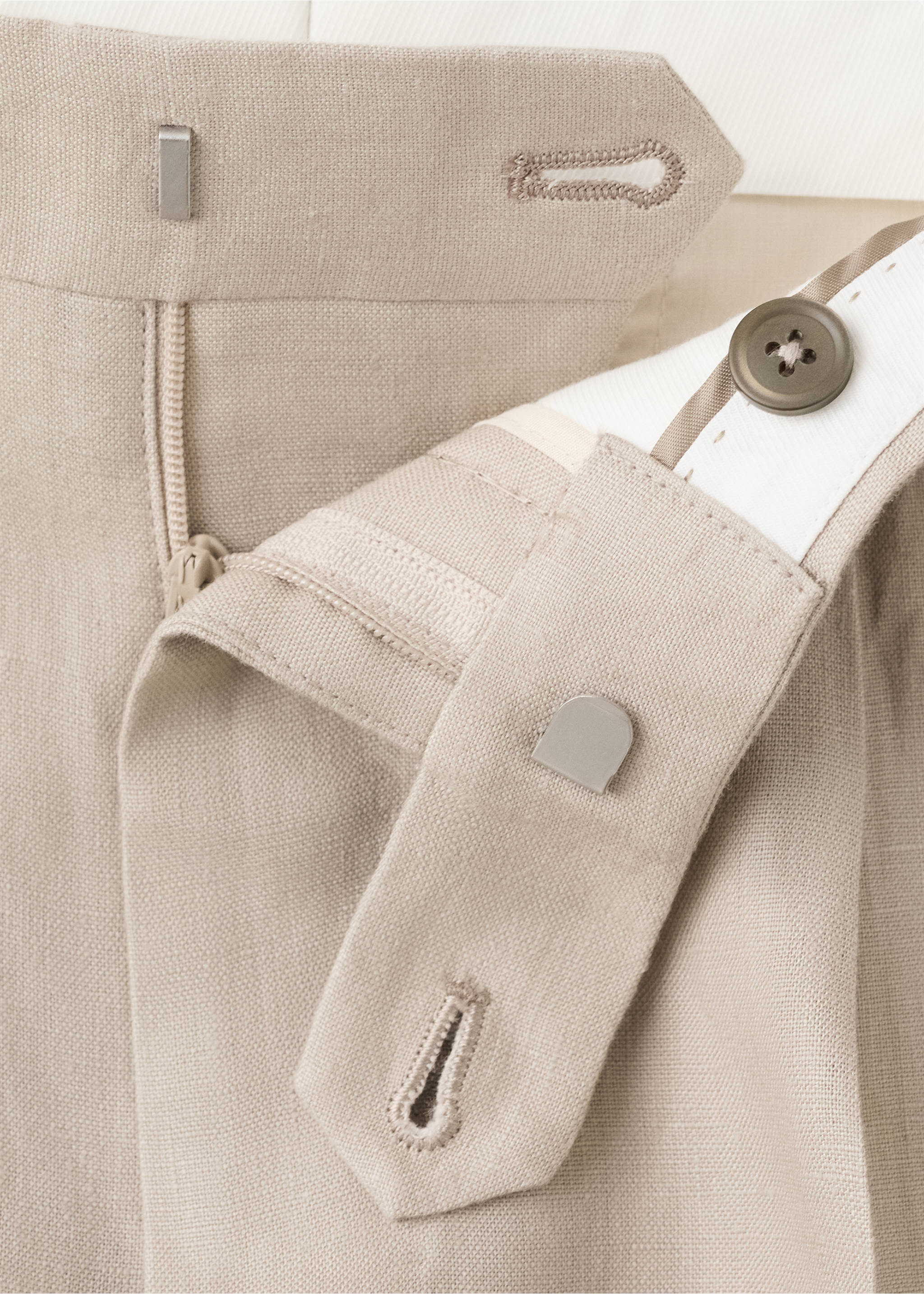 Pantalón traje Amalfi 100% lino slim fit - Detalle del artículo 0, Beige. Ref: 27015949-00.